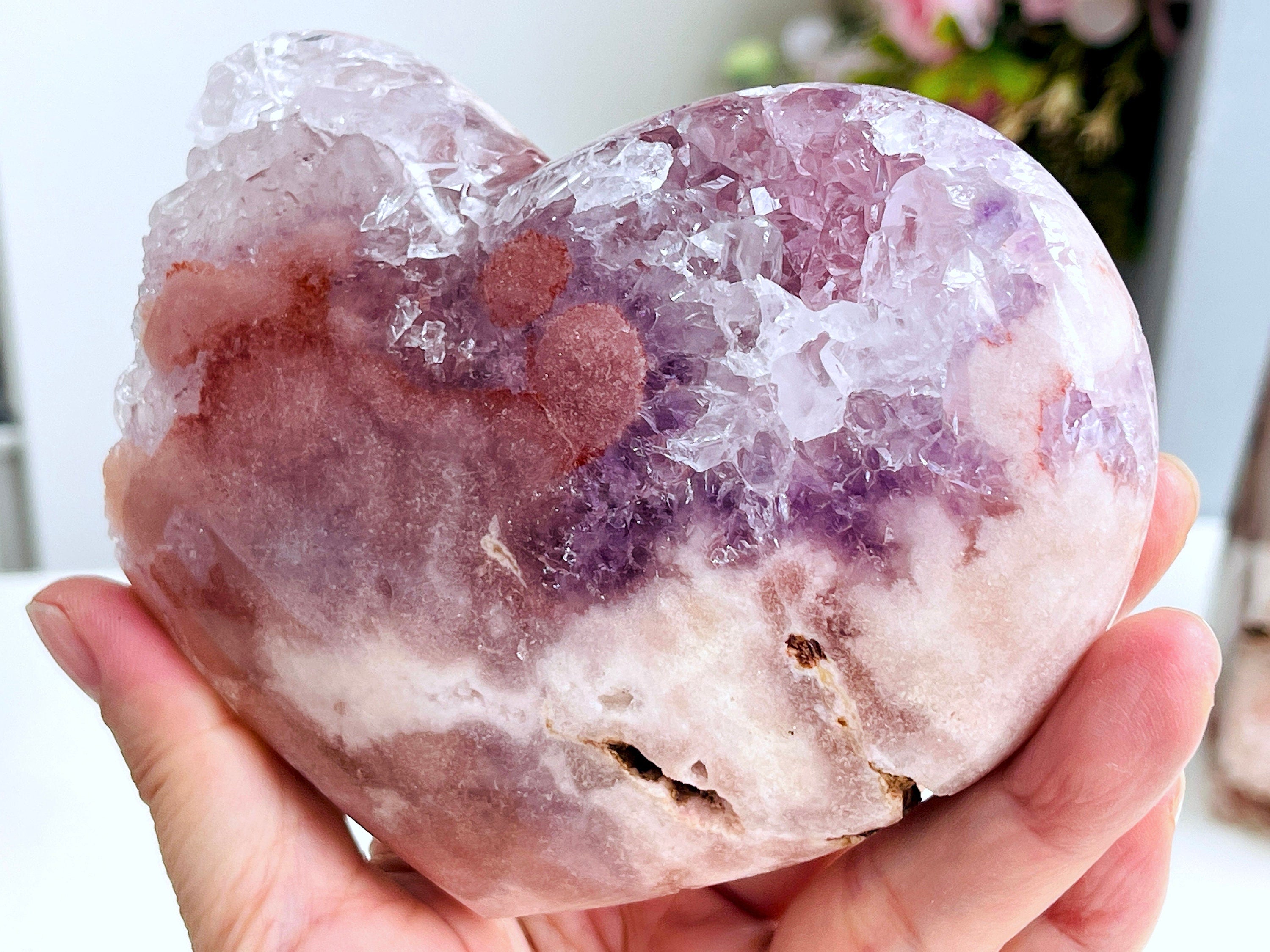 Pink Amethyst Heart, Super Extra Quality Pink Amethyst Druzy Heart, Crystal Heart, Crystal Heart, Crystal Gift, Healing Crystal