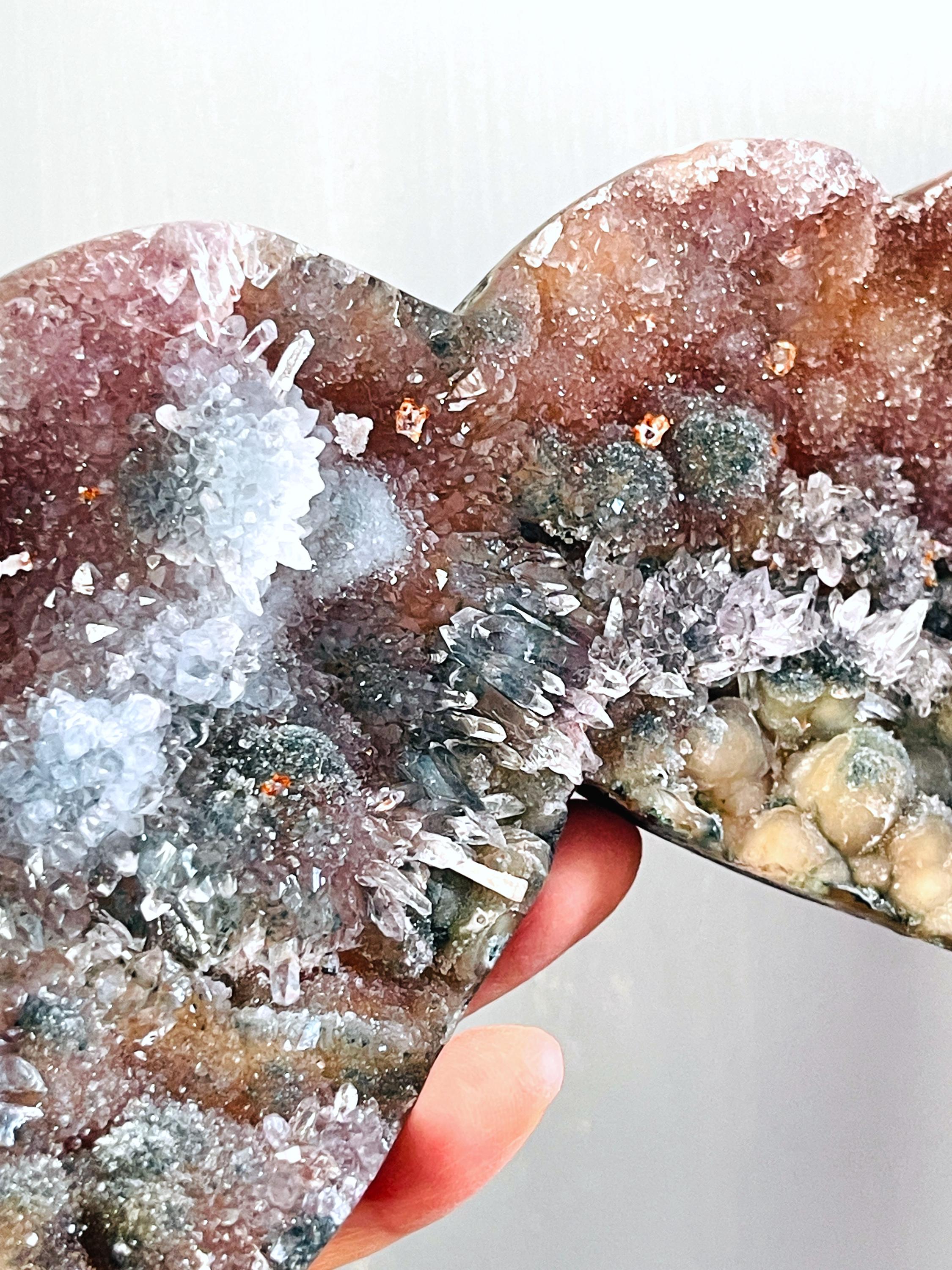 Rare Amethyst Flower Heart, 20cm Special Amethyst Flower Polished Crystal Heart, Unique Gift, Crystal Gift
