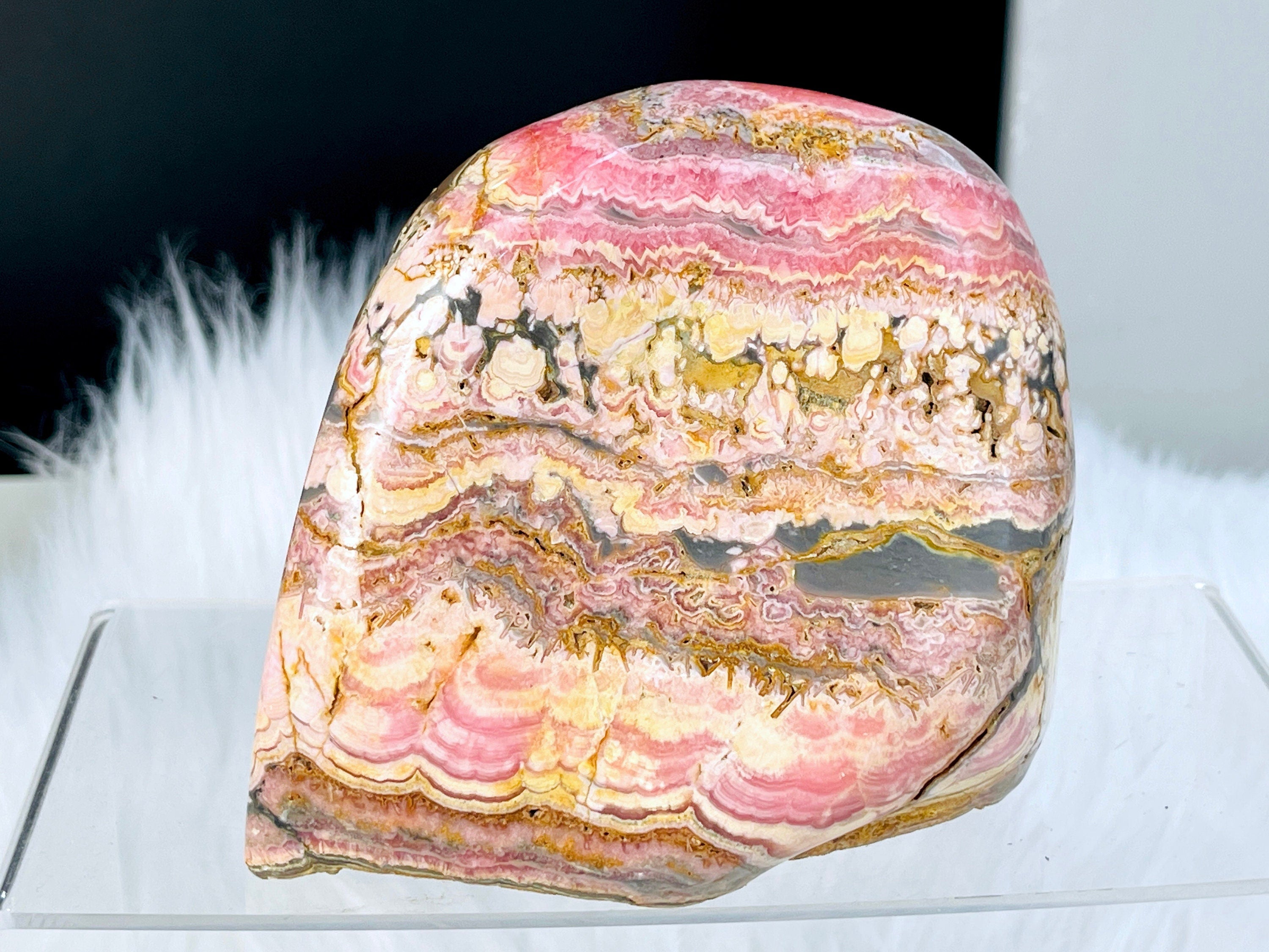 Rare 1.9kg AAA Rhodochrosite Freeform – Semi-Polished Pink Crystal, Capillitas Mine, Argentina