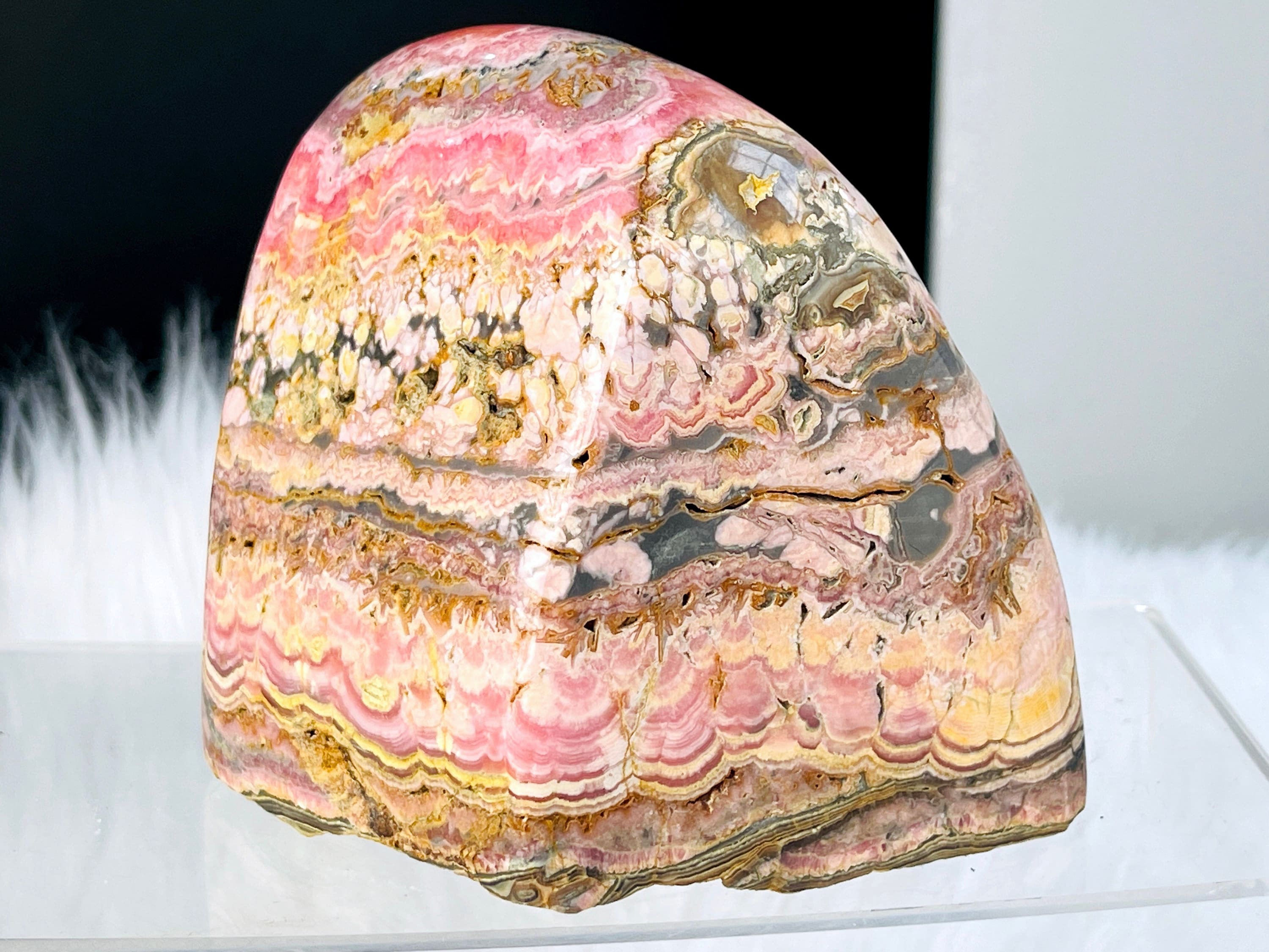 Rare 1.9kg AAA Rhodochrosite Freeform – Semi-Polished Pink Crystal, Capillitas Mine, Argentina