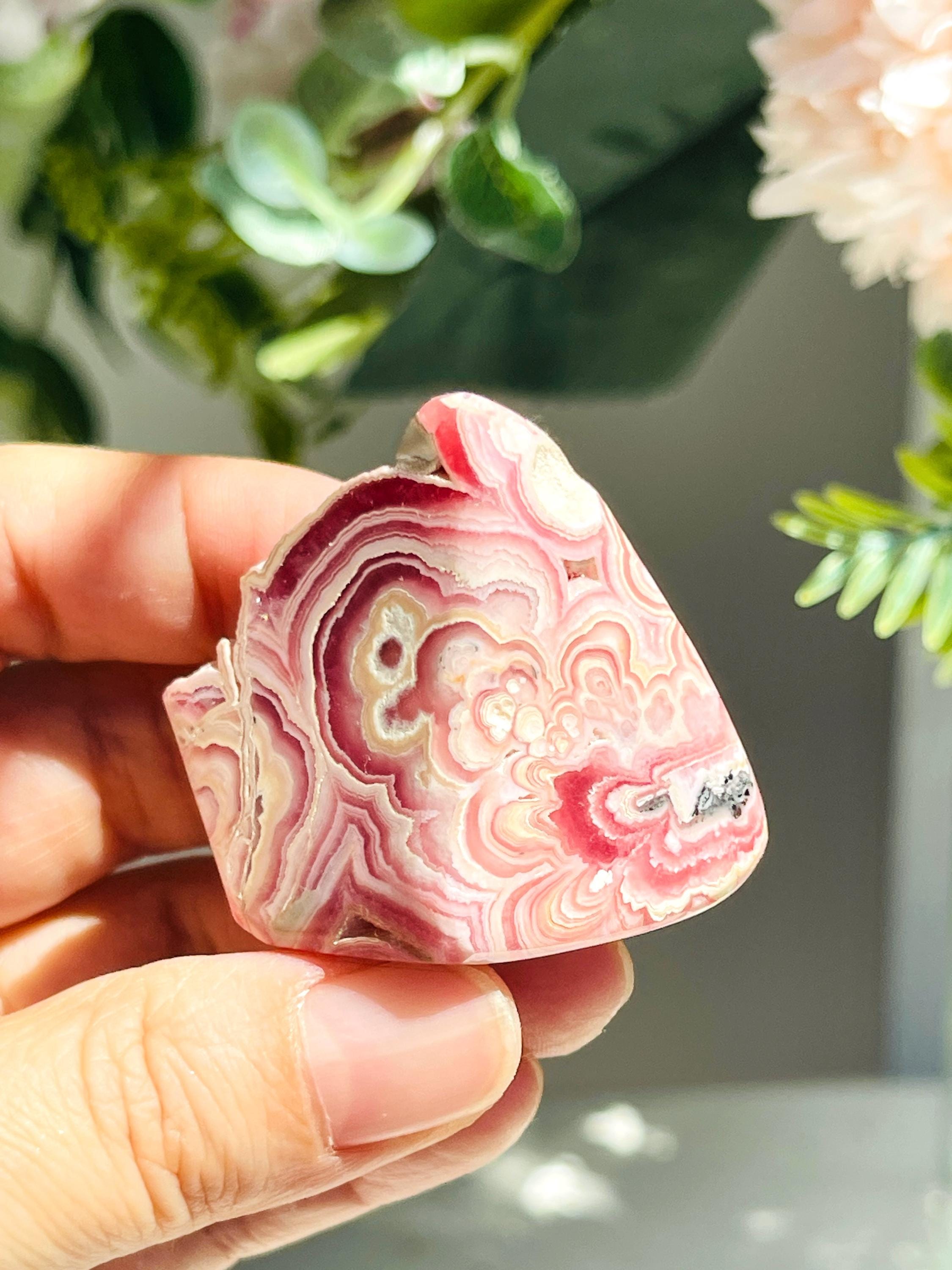 Rhodochrosite Gemy Freeform collector's piece, Argentina Rhodochrosite Specimen, rare crystals, crystal gift