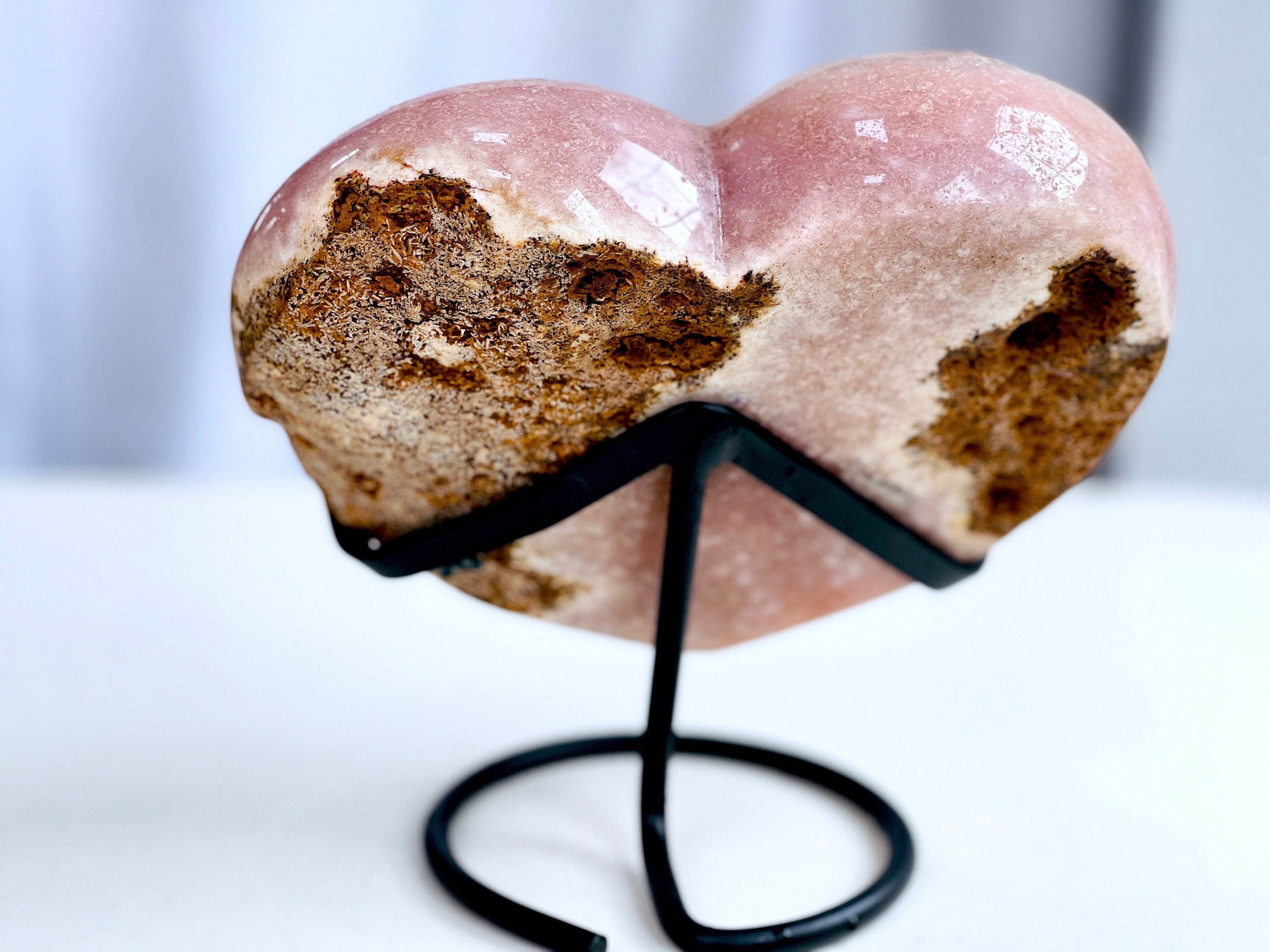 Pink Amethyst Heart, 2.2kg large Pink Amethyst Druzy Heart on Metal Stand, Pink Amethyst Crystal Heart, Crystal Gift, Gift for her