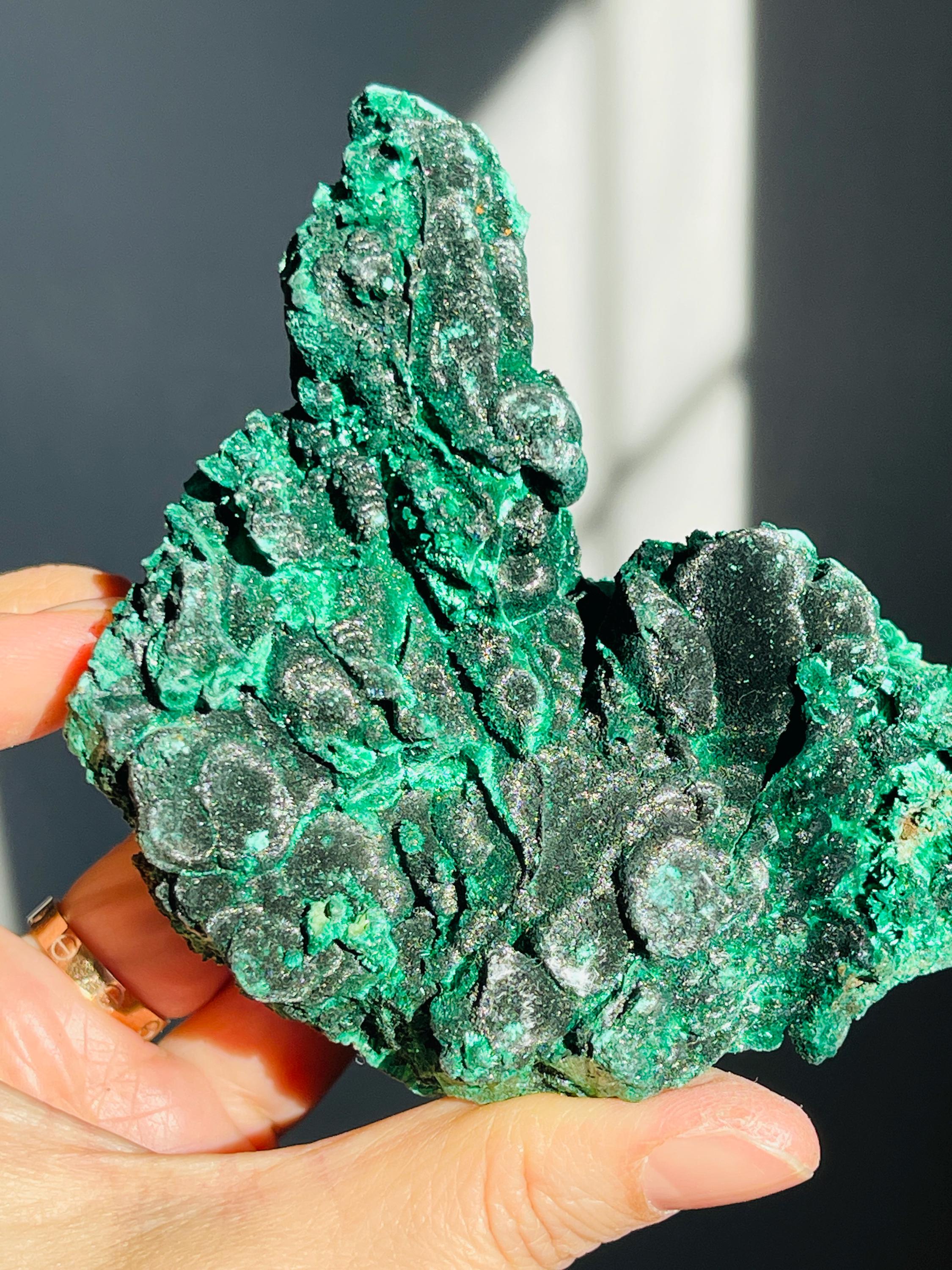 Rare Malachite Specimen,294g Velvet Malachite, Raw Malachite Crystal, Unique Crystal Gift, Healing Gemstone, Natural Malachite Stone