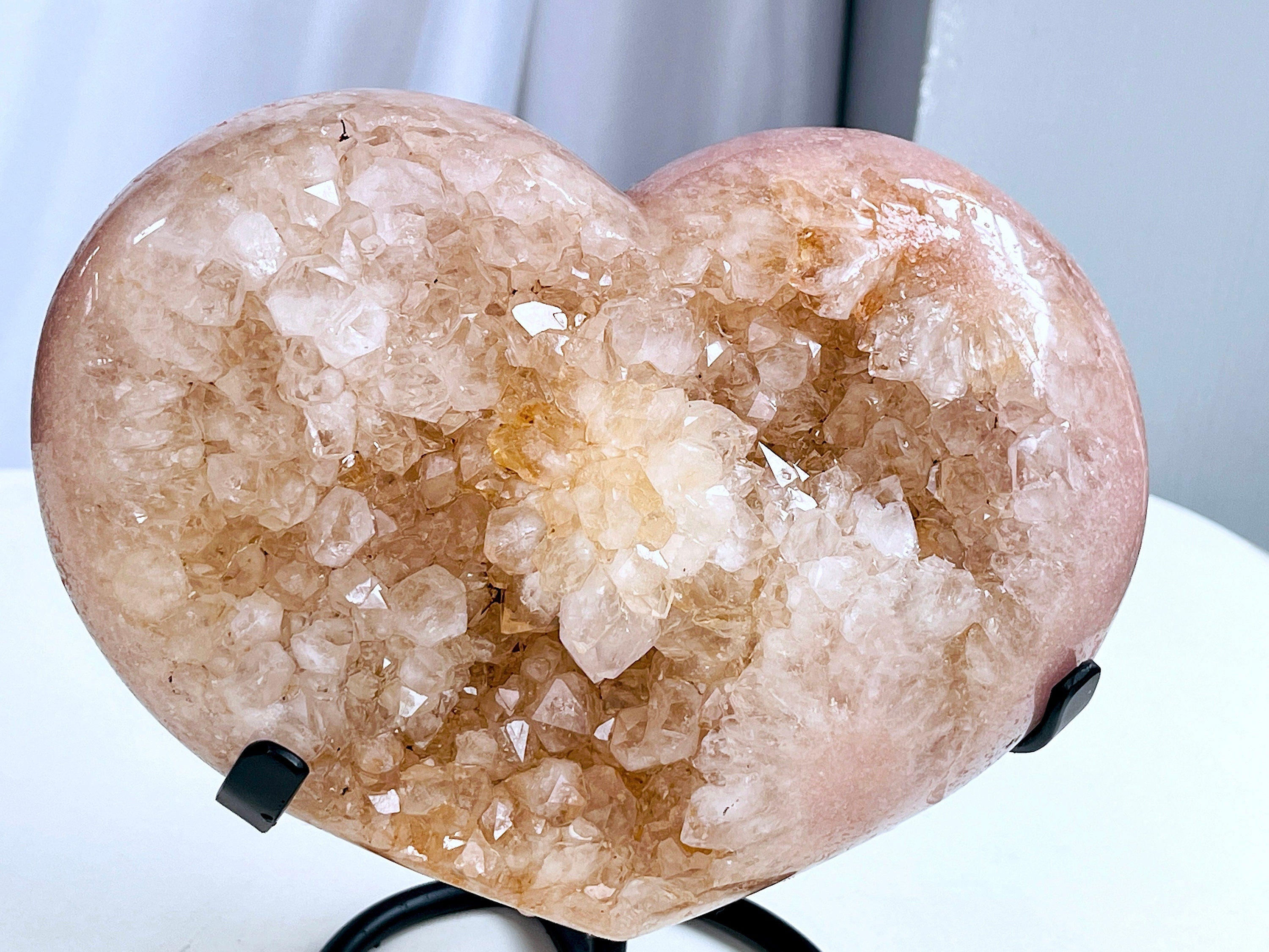 Pink Amethyst Heart, 2.2kg large Pink Amethyst Druzy Heart on Metal Stand, Pink Amethyst Crystal Heart, Crystal Gift, Gift for her