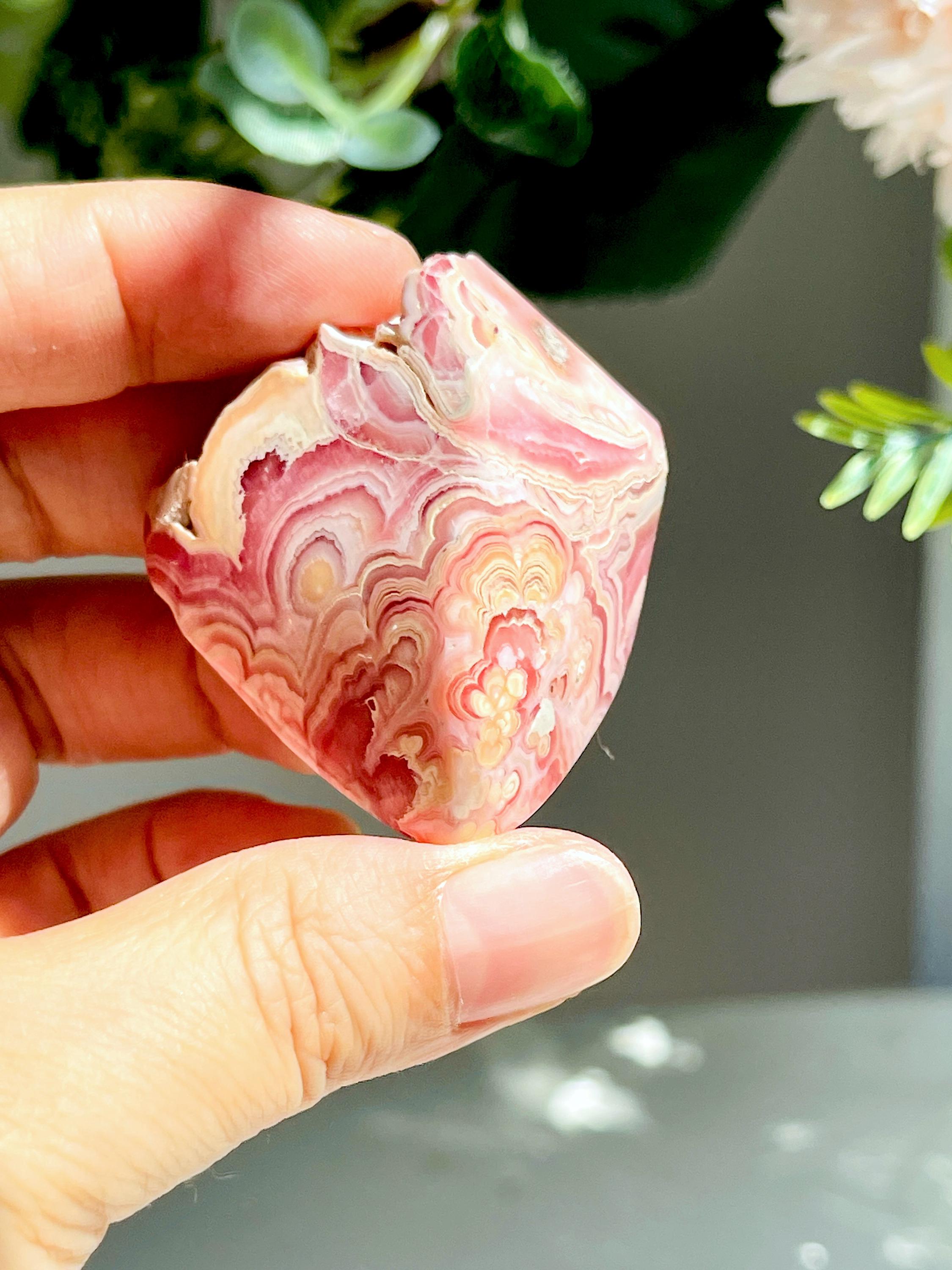 Rhodochrosite Gemy Freeform collector's piece, Argentina Rhodochrosite Specimen, rare crystals, crystal gift