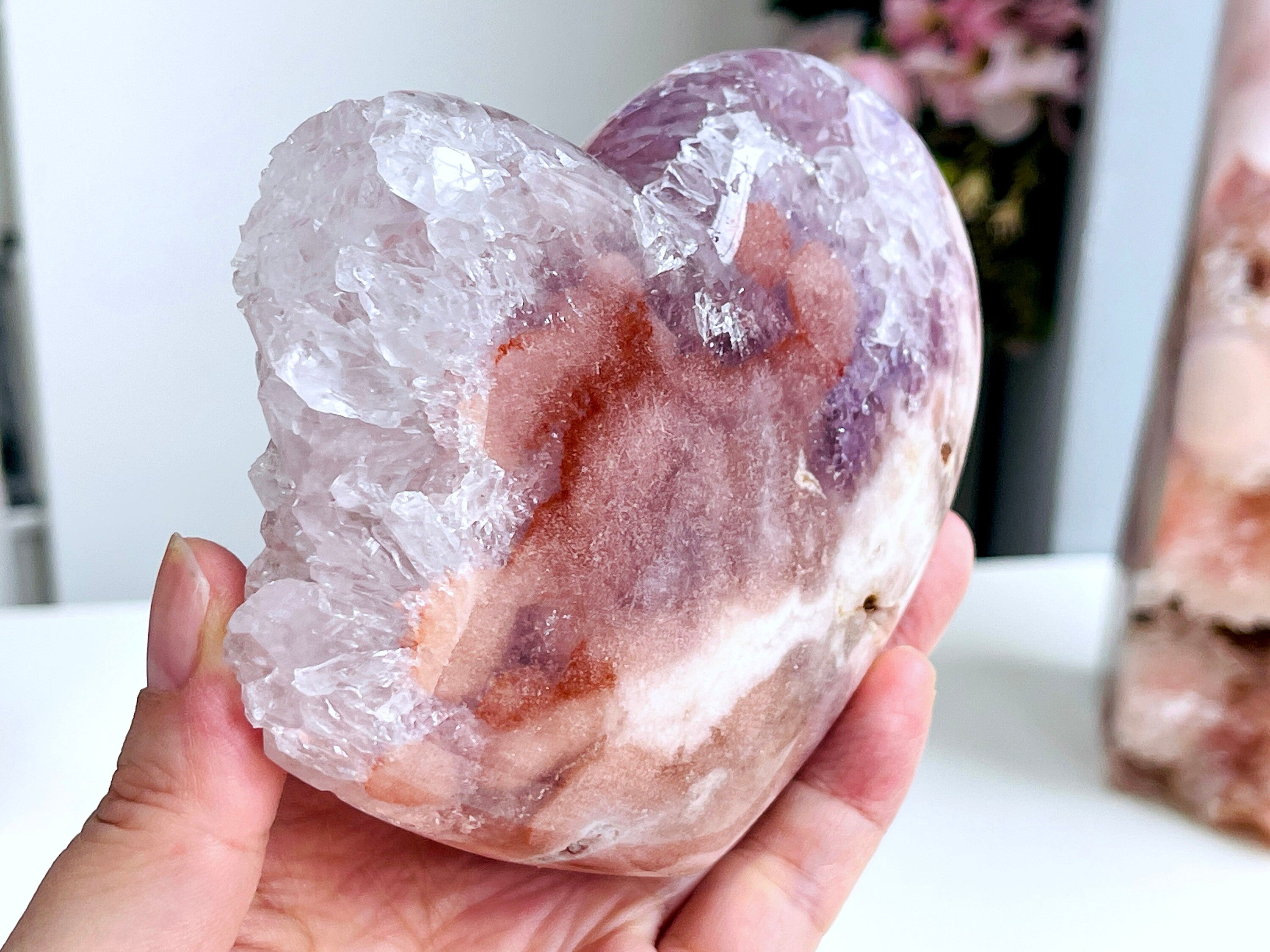 Pink Amethyst Heart, Super Extra Quality Pink Amethyst Druzy Heart, Crystal Heart, Crystal Heart, Crystal Gift, Healing Crystal