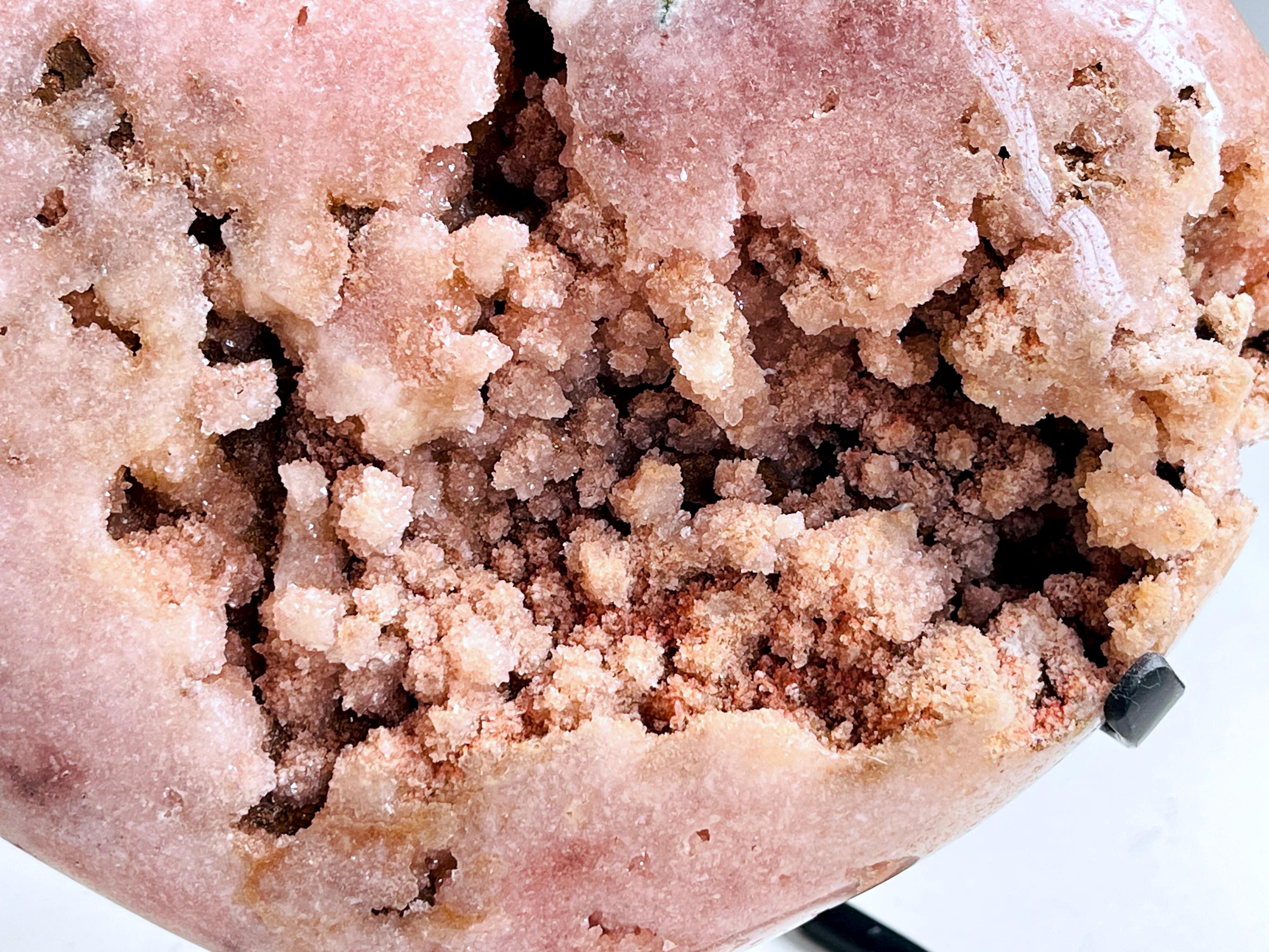 Pink Amethyst Heart, 2.9kg Statement Piece XXL Pink Amethyst Druzy Heart on Metal Stand, Pink Amethyst Crystal Heart, Crystal Gift,