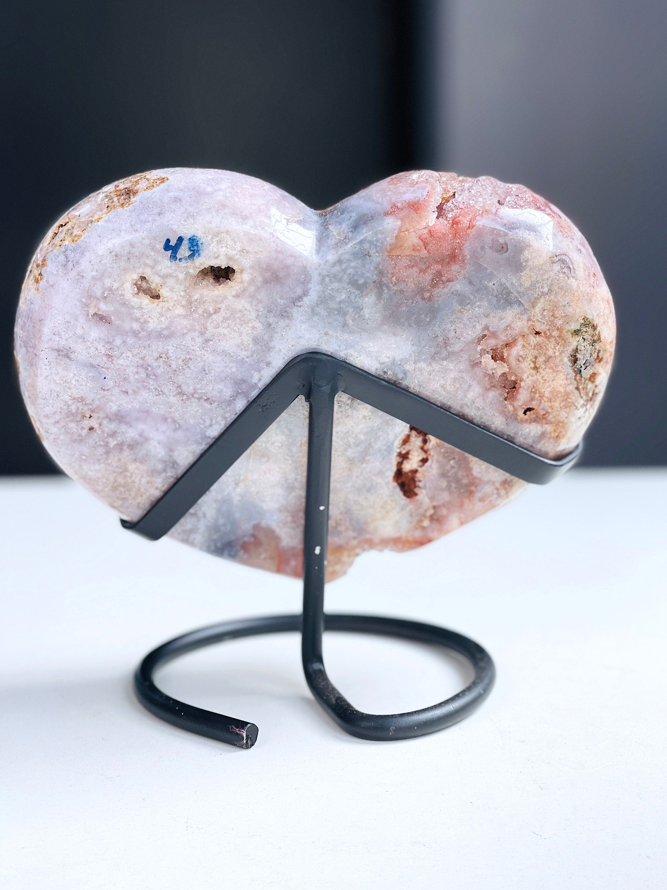 Pink Amethyst Heart, 2.5kg Statement Piece XXL Pink Amethyst Druzy Heart on Metal Stand, Pink Amethyst Crystal Heart, Crystal Gift