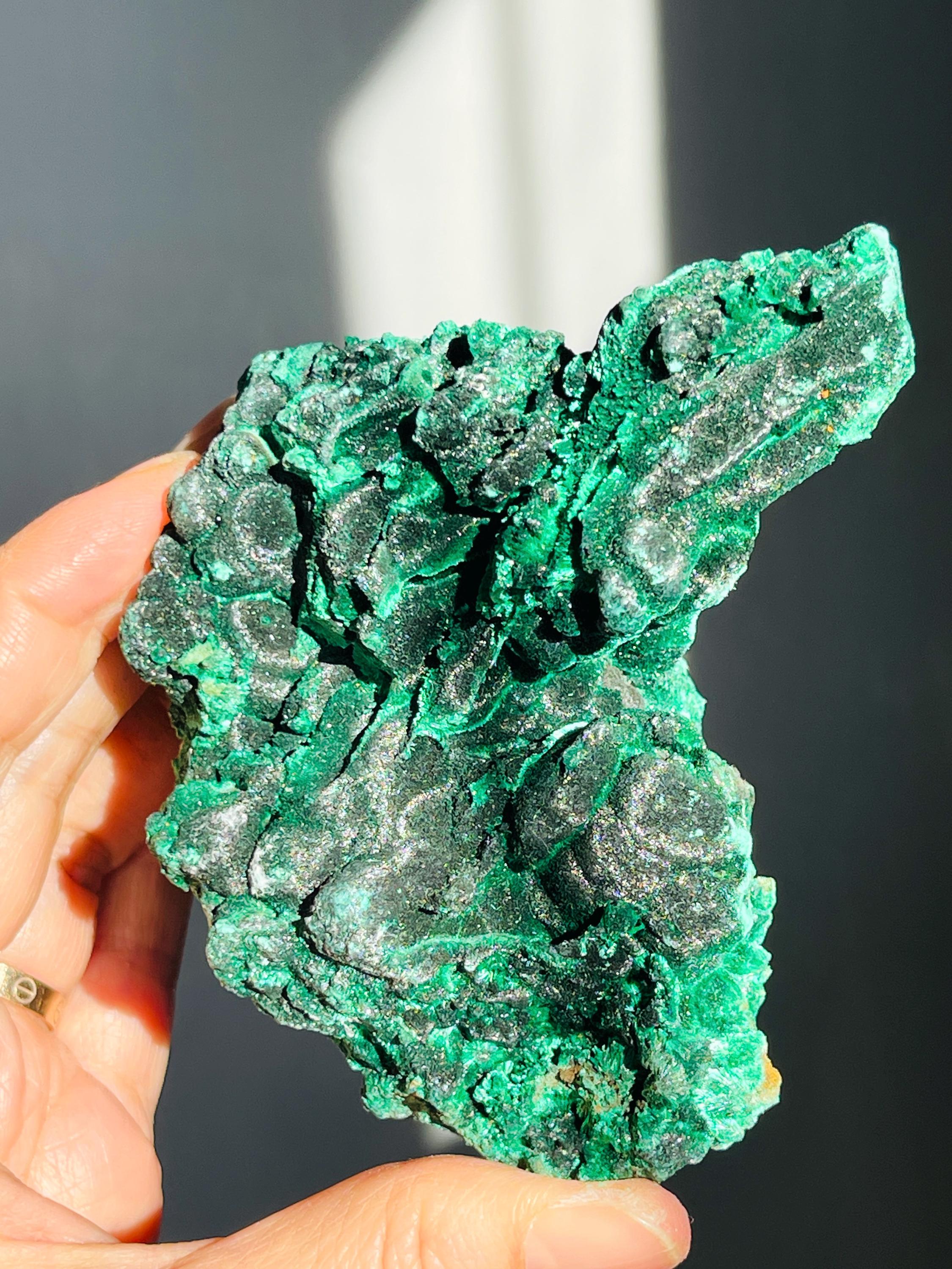 Rare Malachite Specimen,294g Velvet Malachite, Raw Malachite Crystal, Unique Crystal Gift, Healing Gemstone, Natural Malachite Stone