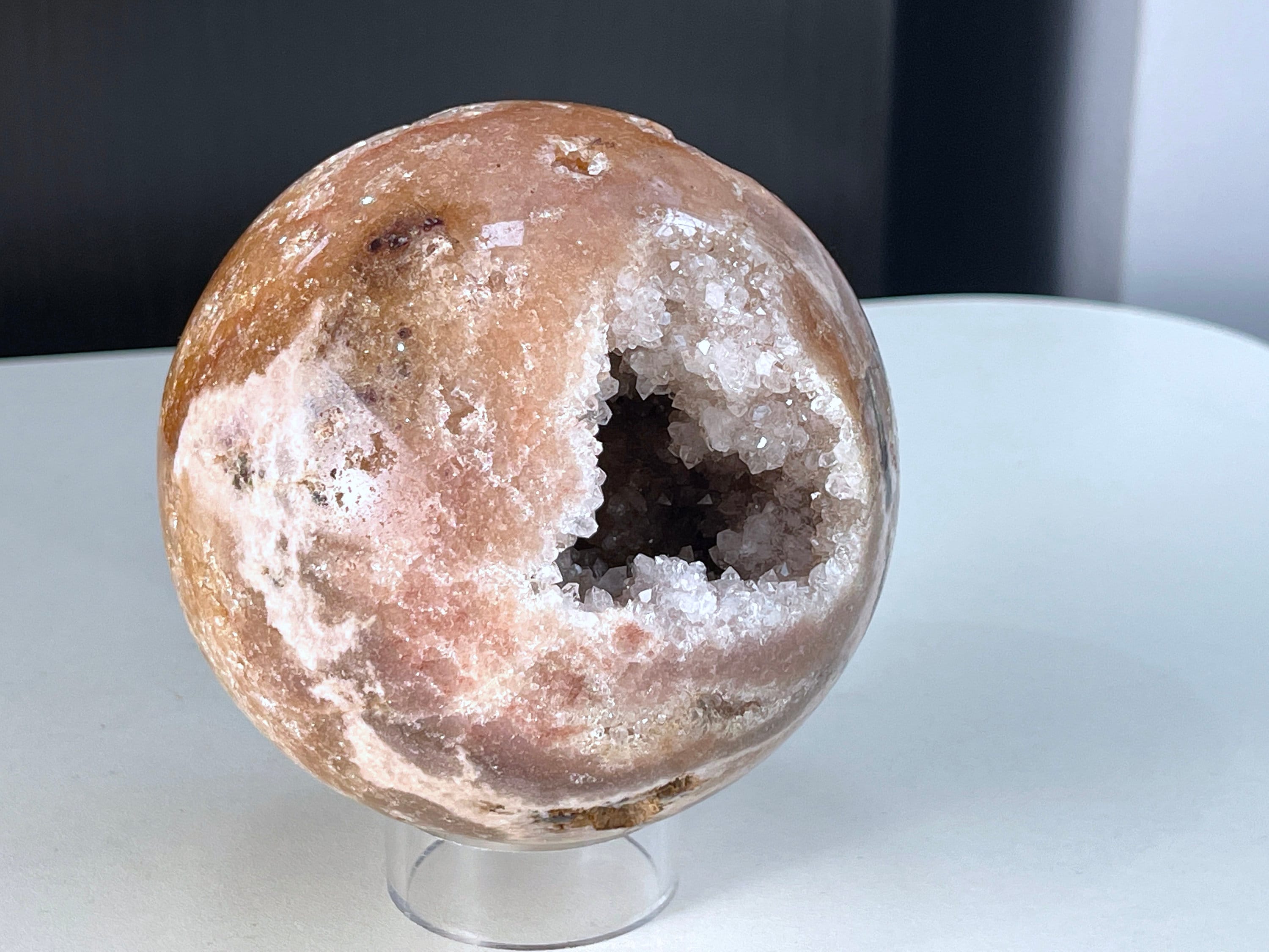Rare Pink Amethyst Sphere, 105mm Large Super Druzy Pink Amethyst sphere with Quartz , Sparkling Pink Amethyst , Crystal Gift, Home Decor