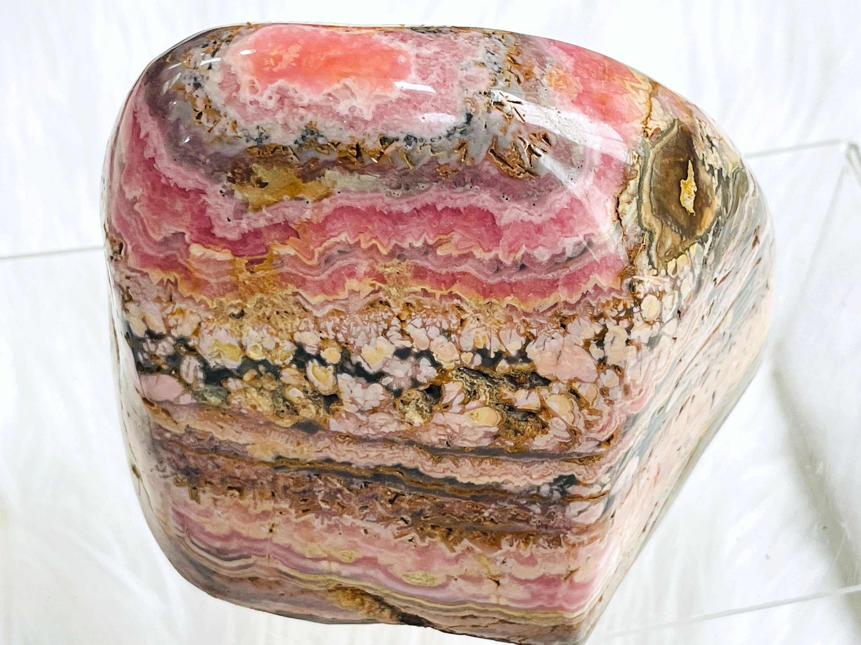 Rare 1.9kg AAA Rhodochrosite Freeform – Semi-Polished Pink Crystal, Capillitas Mine, Argentina