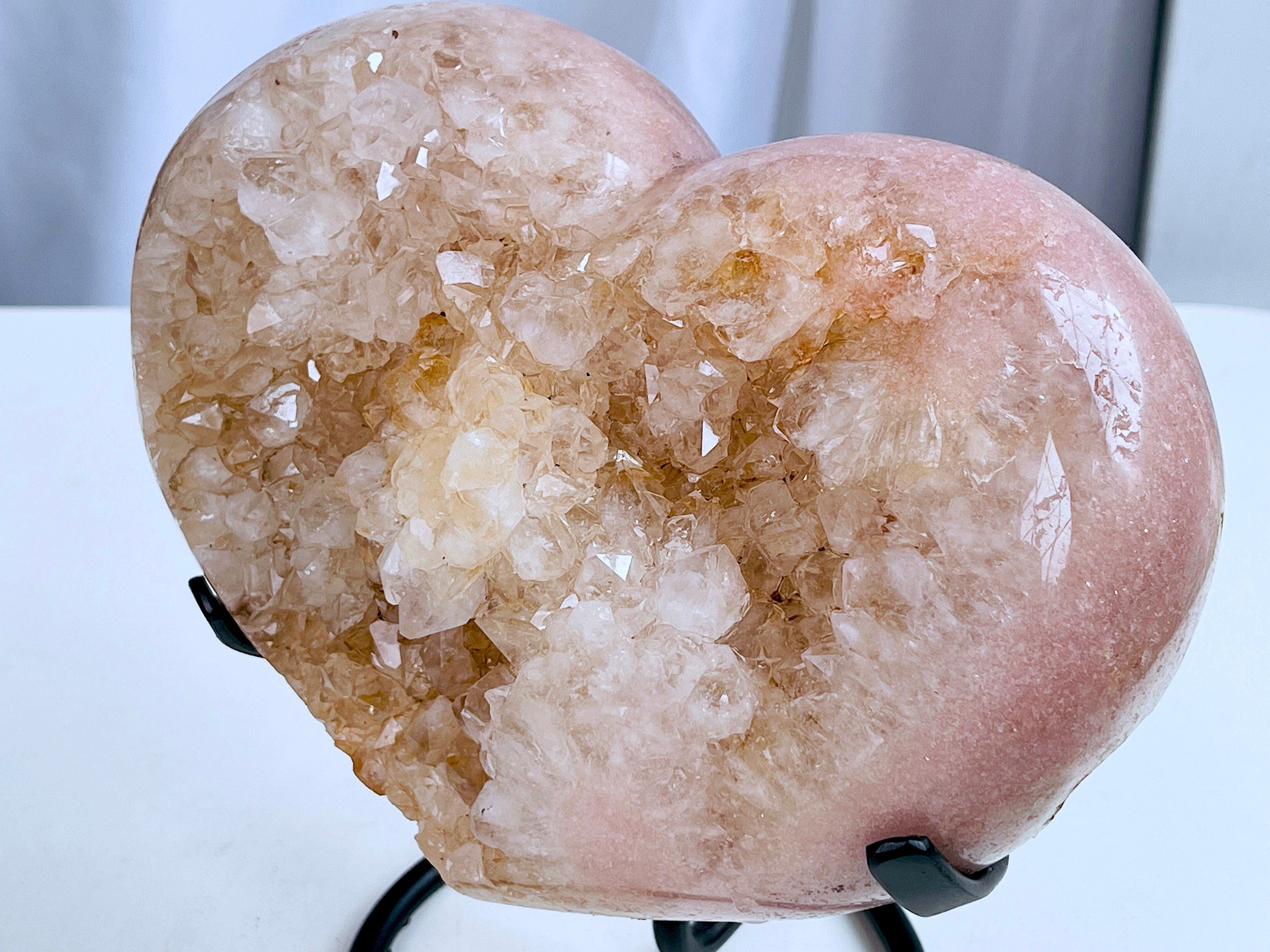 Pink Amethyst Heart, 2.2kg large Pink Amethyst Druzy Heart on Metal Stand, Pink Amethyst Crystal Heart, Crystal Gift, Gift for her