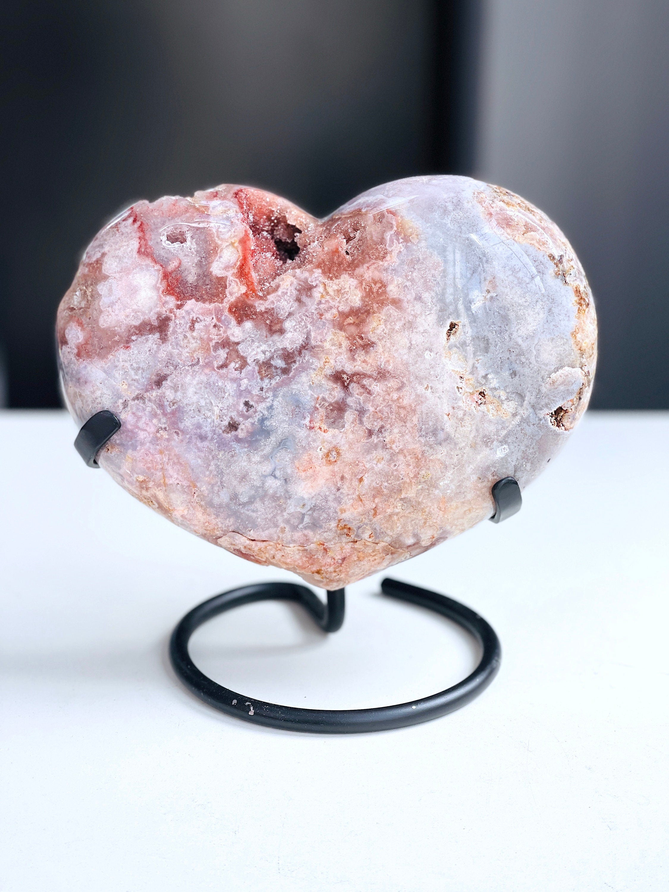 Pink Amethyst Heart, 2.5kg Statement Piece XXL Pink Amethyst Druzy Heart on Metal Stand, Pink Amethyst Crystal Heart, Crystal Gift