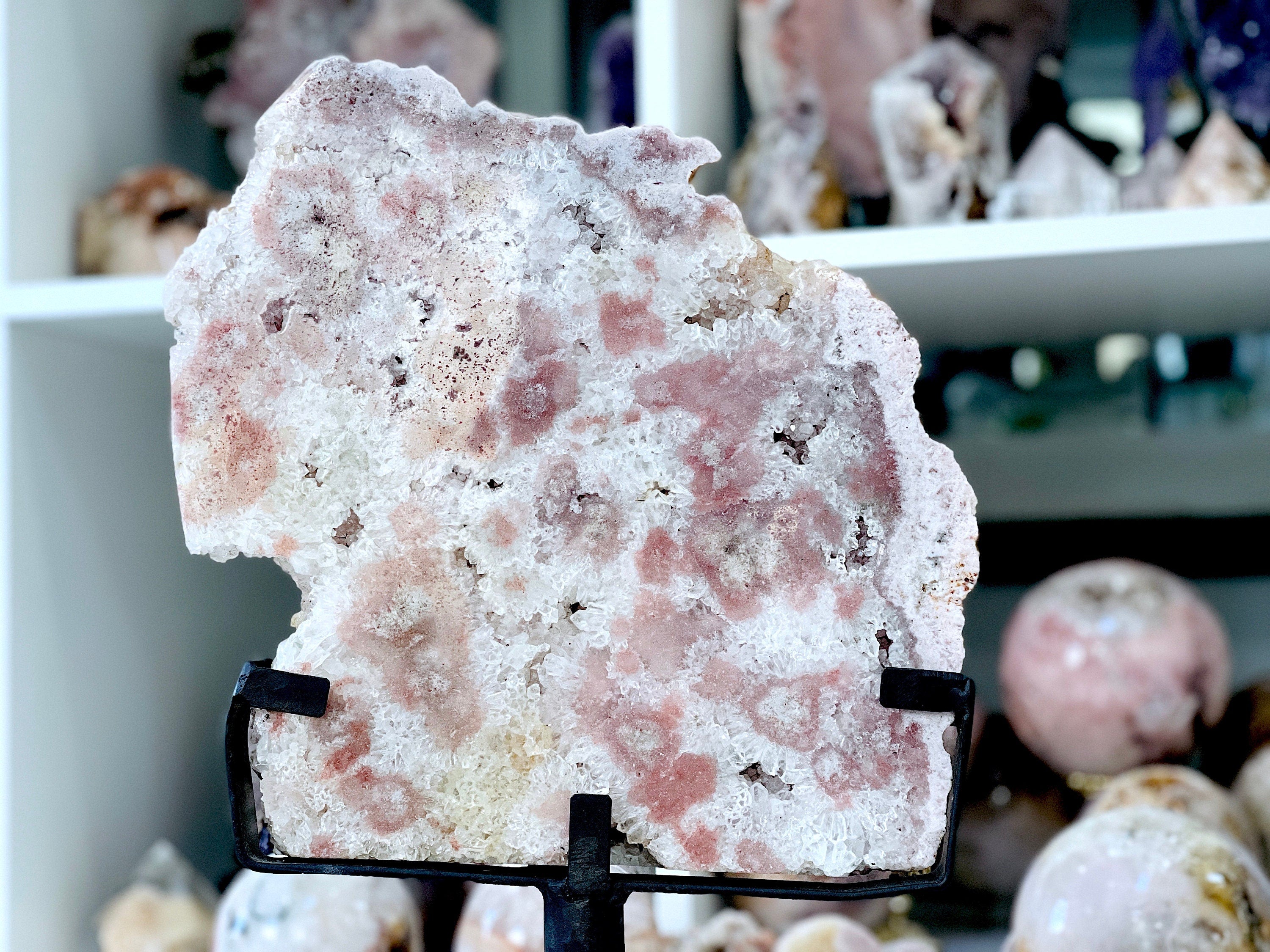 Pink Amethyst, 5.9kg Pink Amethyst Slab on Stands, Amazing Pink Amethyst Druzy Slabs, Natural Pink Amethyst on Stand, Crystal Gift