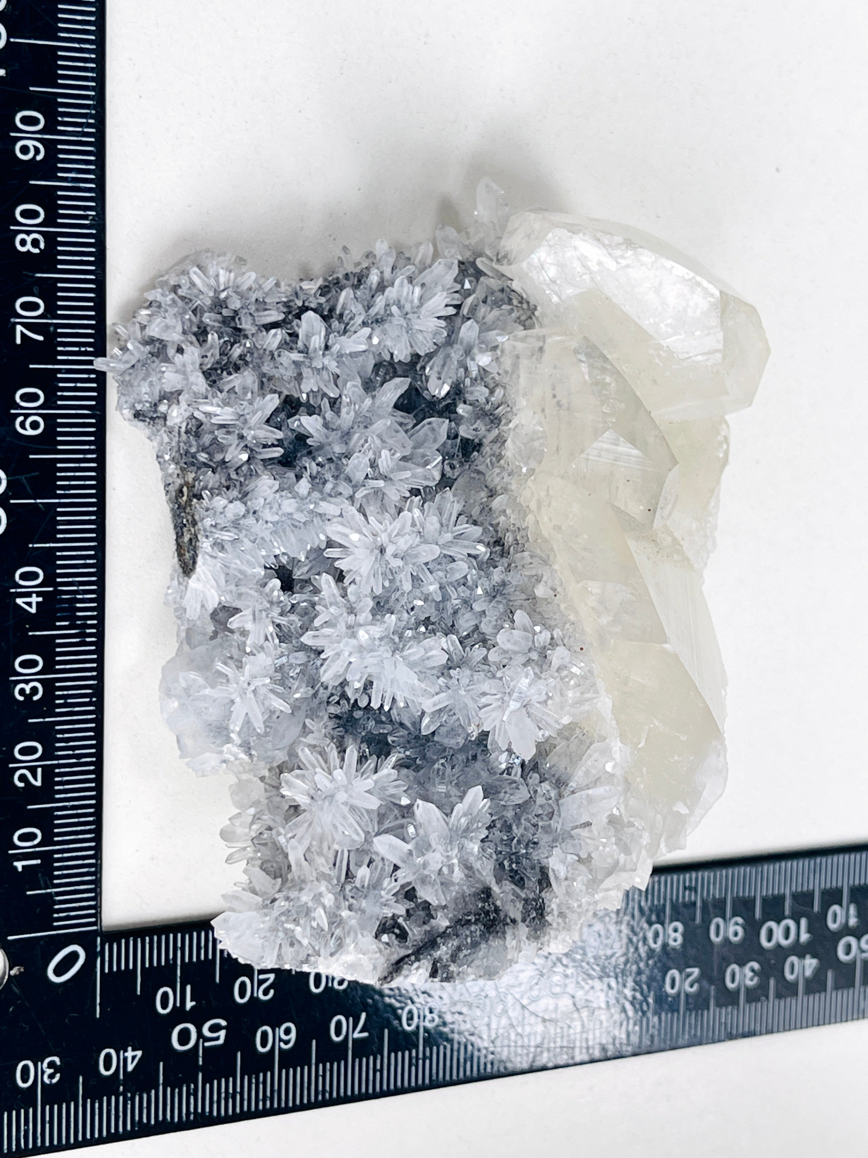 Breathtaking Needle Quartz Cluster with Calcite from Hubei China, Unique Needle Quartz Specimen, Crystal Gift