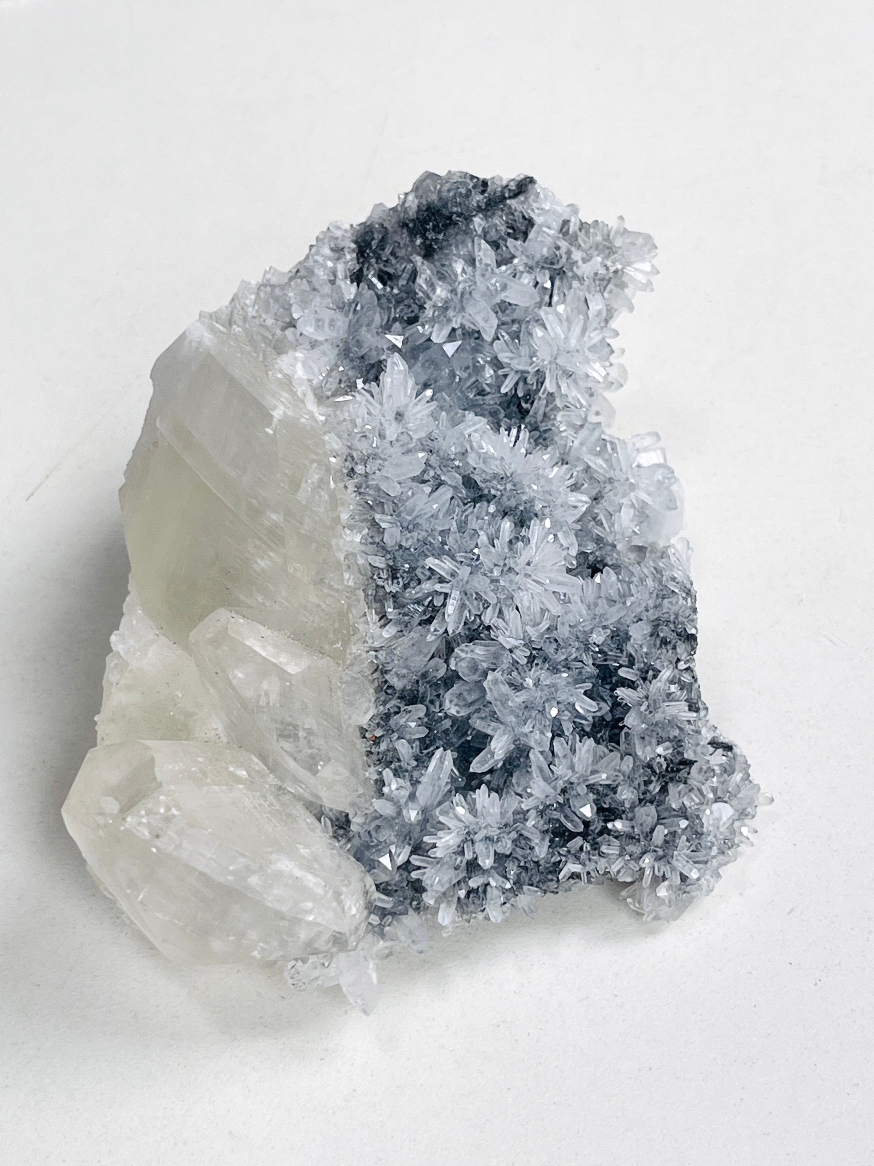 Breathtaking Needle Quartz Cluster with Calcite from Hubei China, Unique Needle Quartz Specimen, Crystal Gift