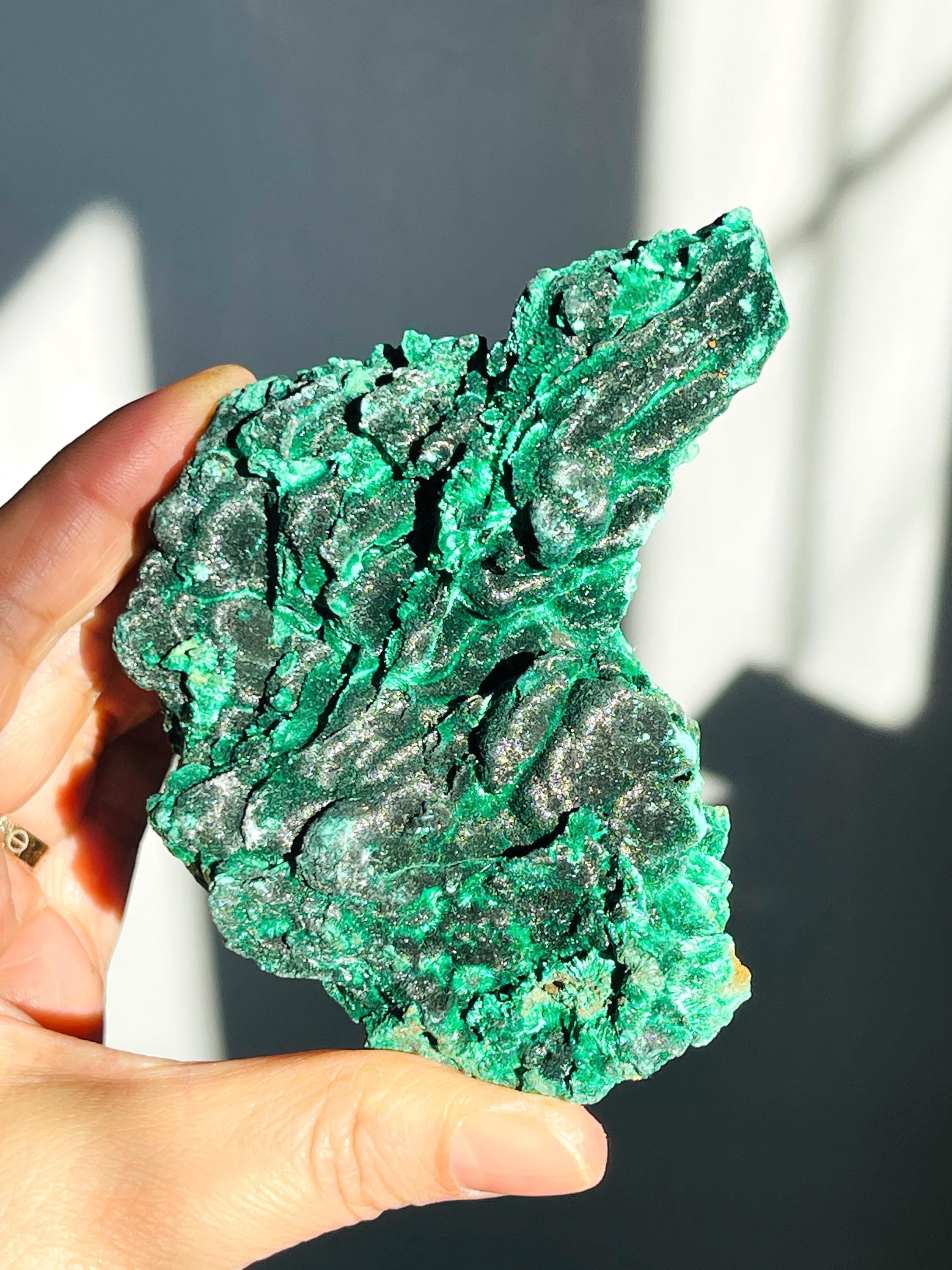Rare Malachite Specimen,294g Velvet Malachite, Raw Malachite Crystal, Unique Crystal Gift, Healing Gemstone, Natural Malachite Stone