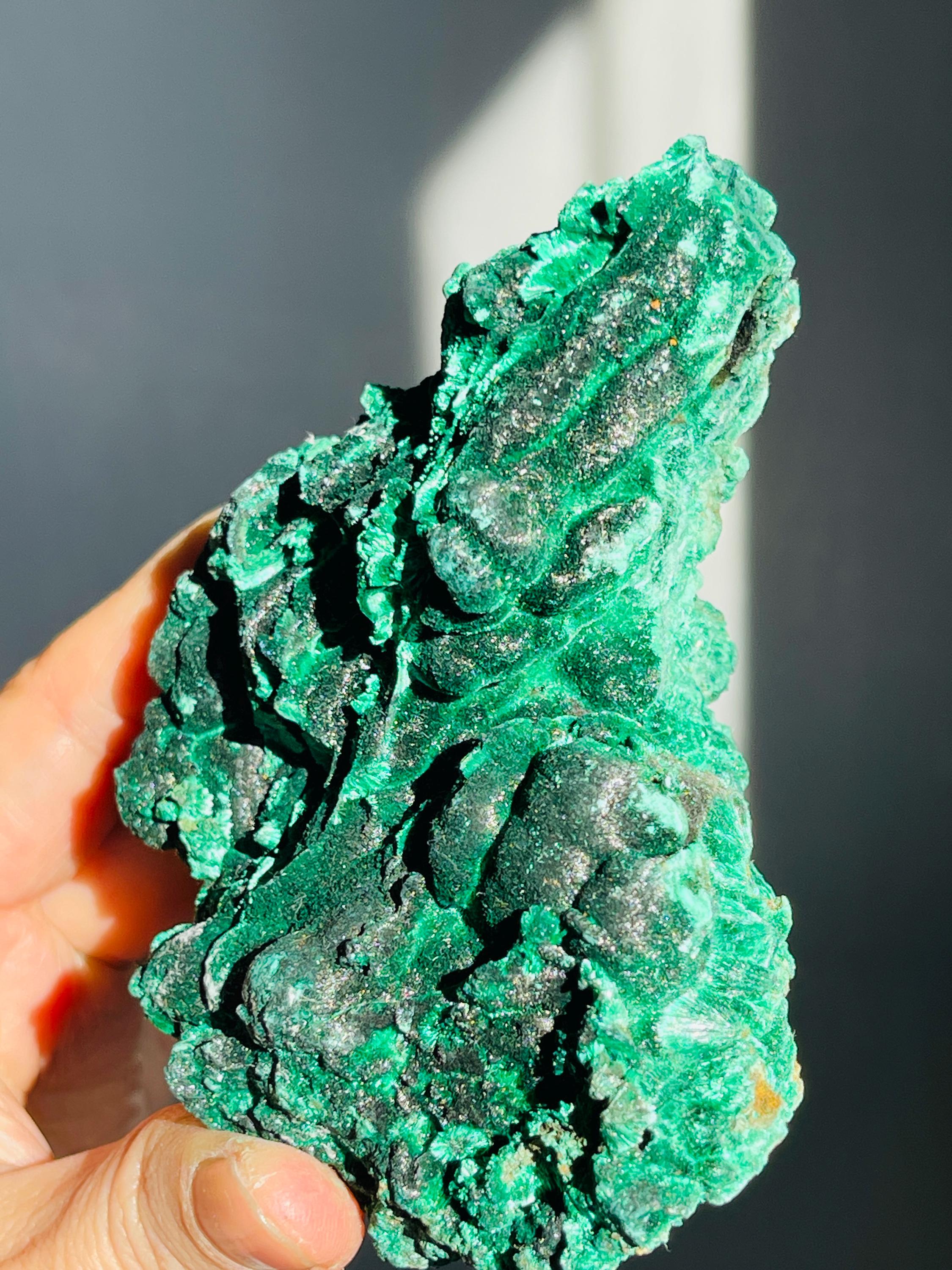 Rare Malachite Specimen,294g Velvet Malachite, Raw Malachite Crystal, Unique Crystal Gift, Healing Gemstone, Natural Malachite Stone