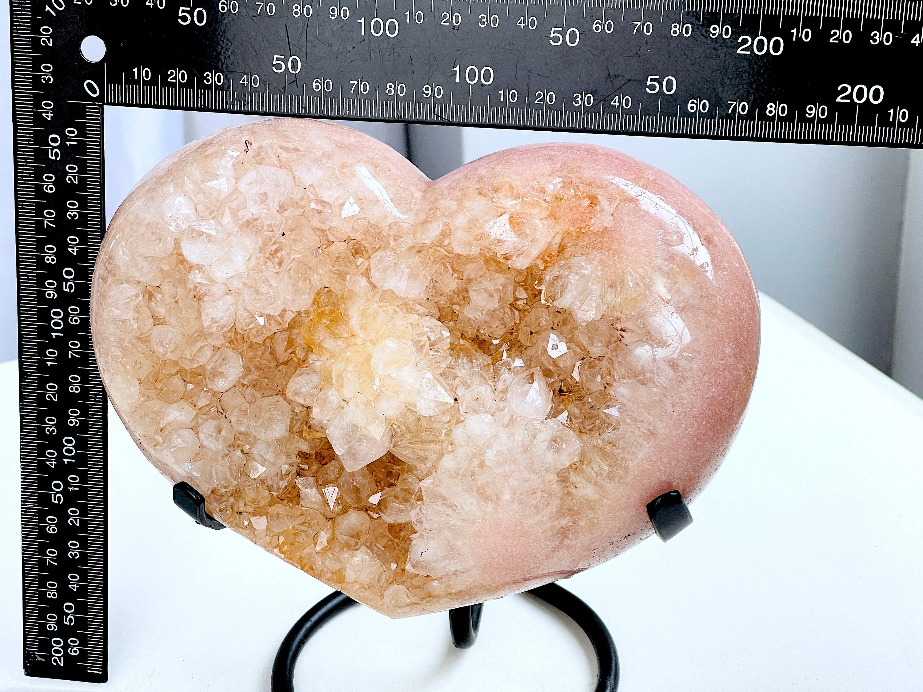 Pink Amethyst Heart, 2.2kg large Pink Amethyst Druzy Heart on Metal Stand, Pink Amethyst Crystal Heart, Crystal Gift, Gift for her