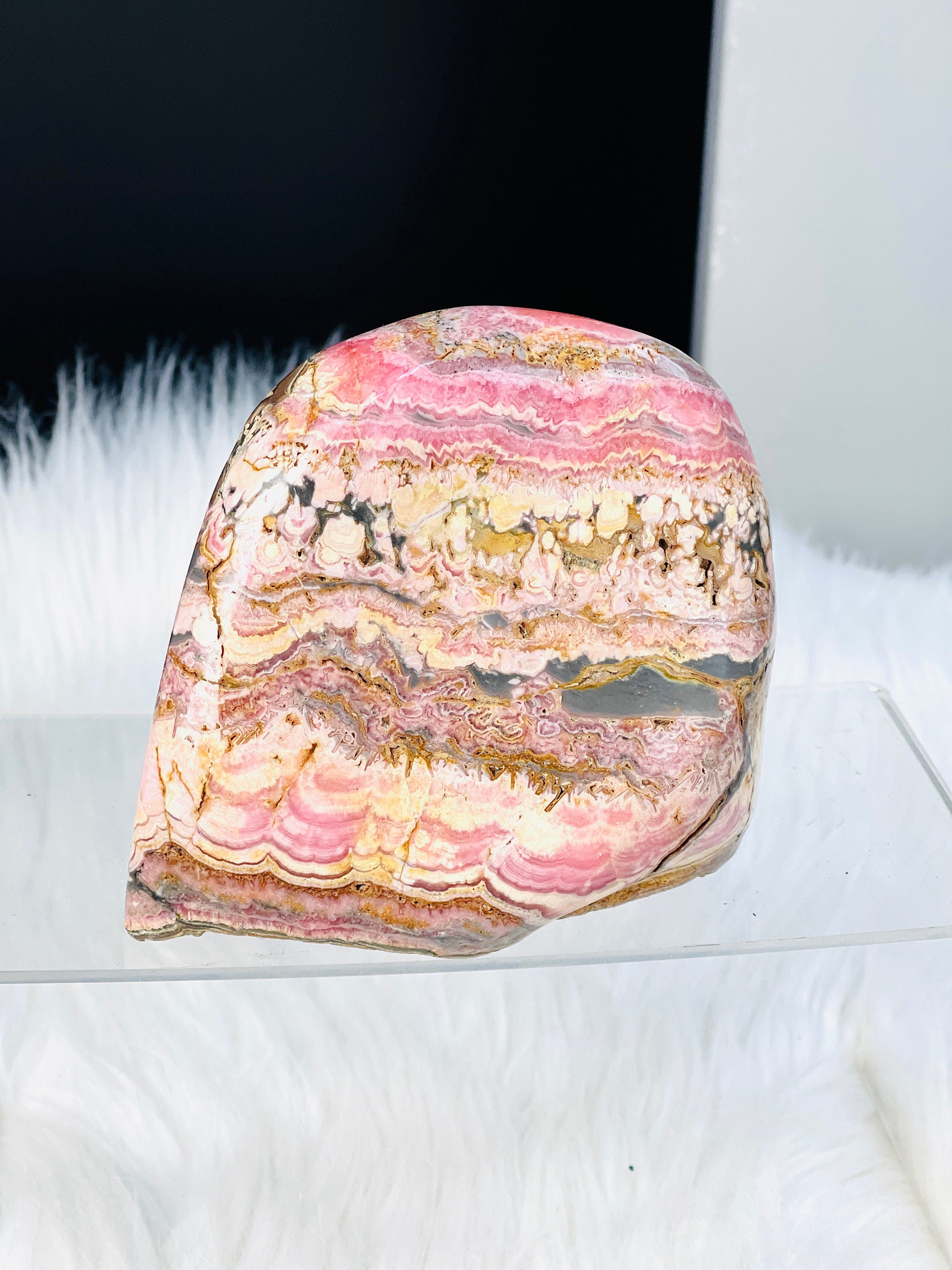 Rare 1.9kg AAA Rhodochrosite Freeform – Semi-Polished Pink Crystal, Capillitas Mine, Argentina
