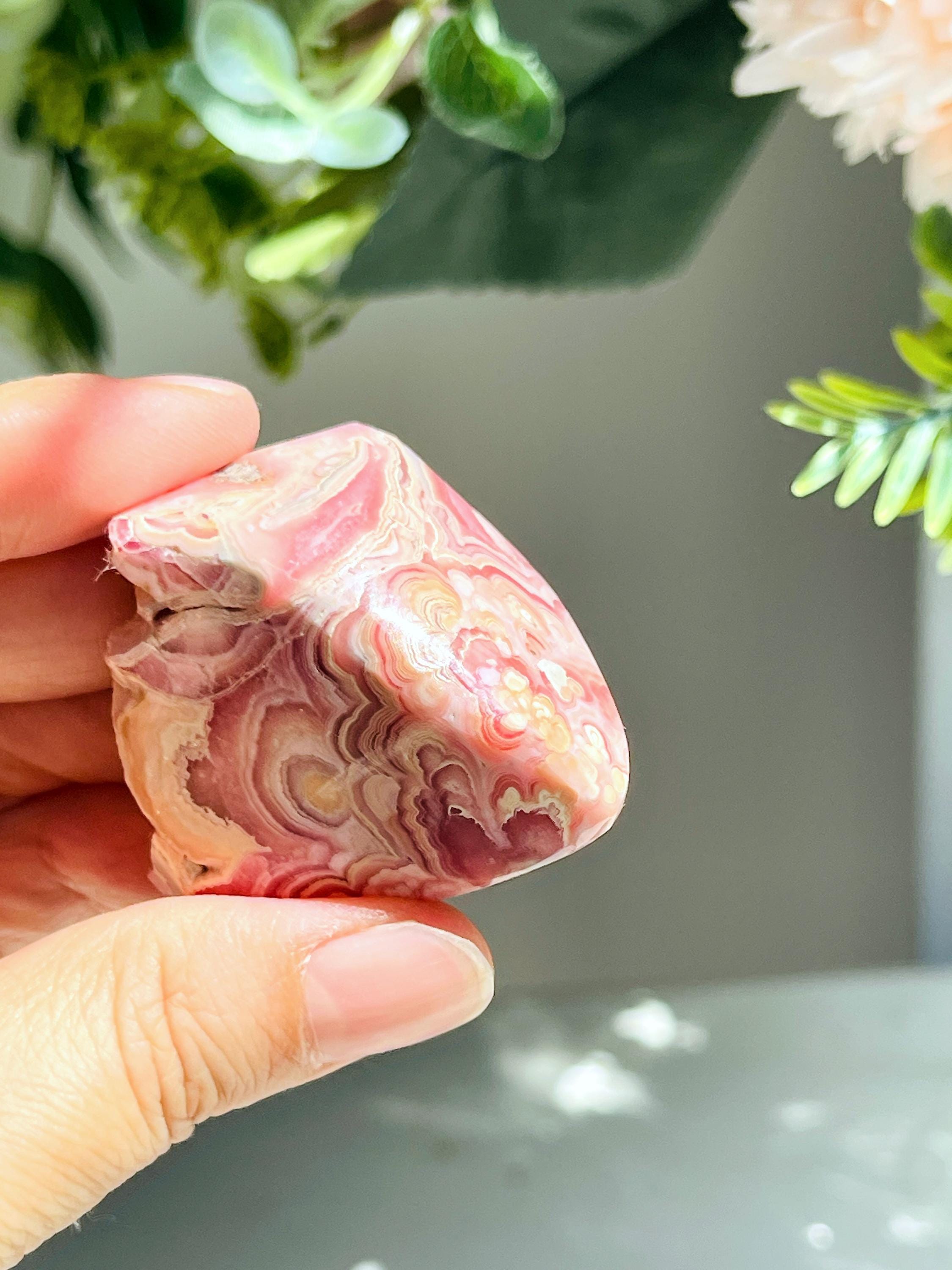 Rhodochrosite Gemy Freeform collector's piece, Argentina Rhodochrosite Specimen, rare crystals, crystal gift