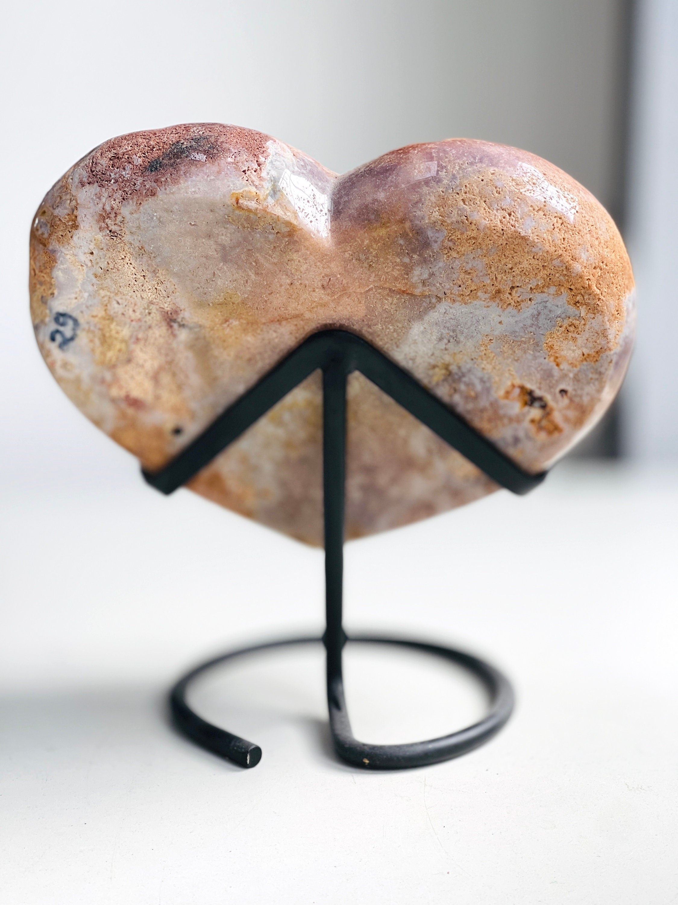 Pink Amethyst Heart, 2.8kg XXL Pink Amethyst Druzy Heart on Metal Stand, Pink Amethyst Crystal Heart, Crystal Gift, Crystal for Home decor