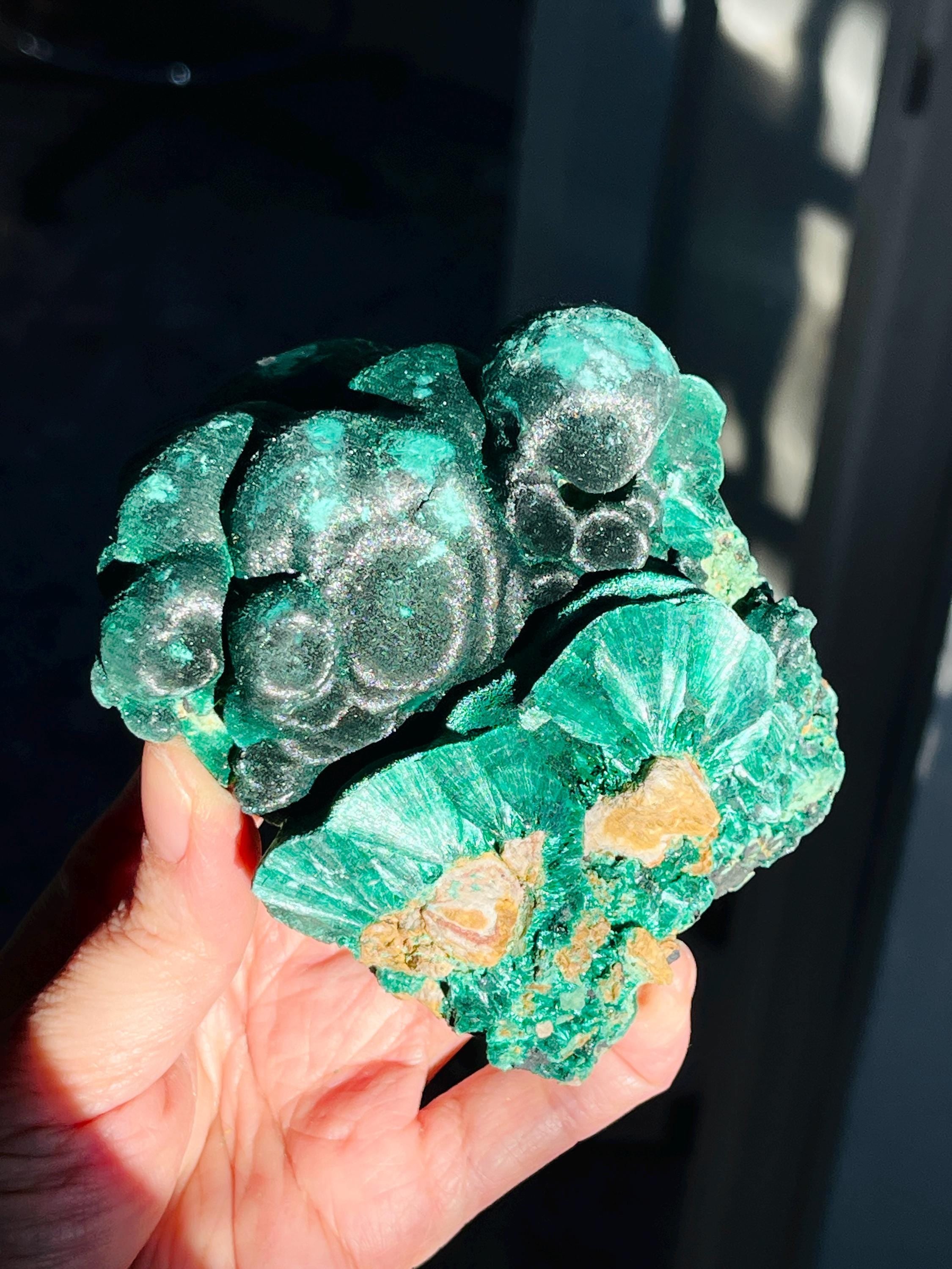 Malachite Specimen, 669g Unique Velvet Cat eye Malachite, Rare Malachite Specimen, Raw Malachite Specimen, Crystal Gift, Unique Gift