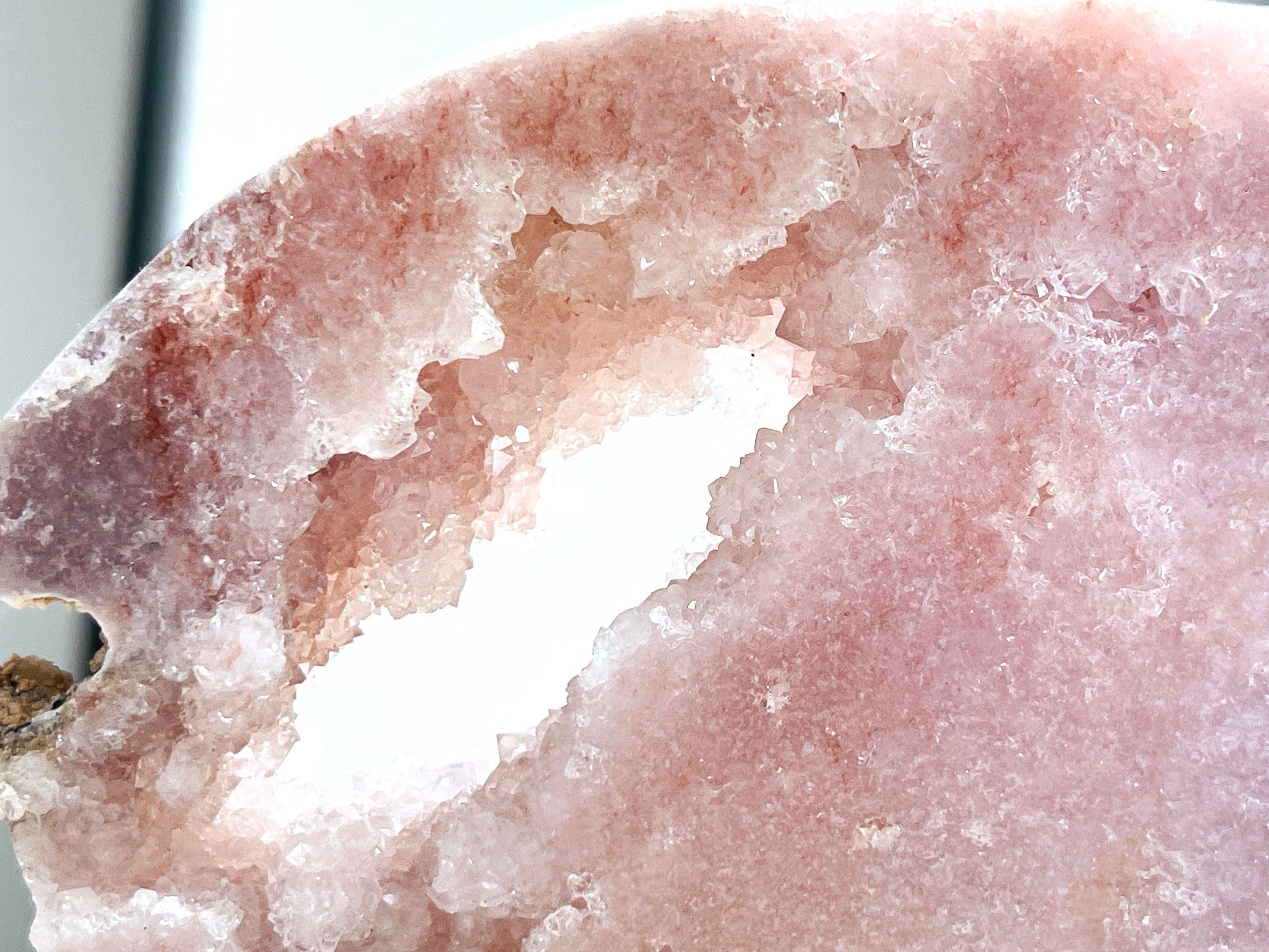 Pink Amethyst Angel Wings on Stand | Druzy Slab | Crystal Gift & Home Décor