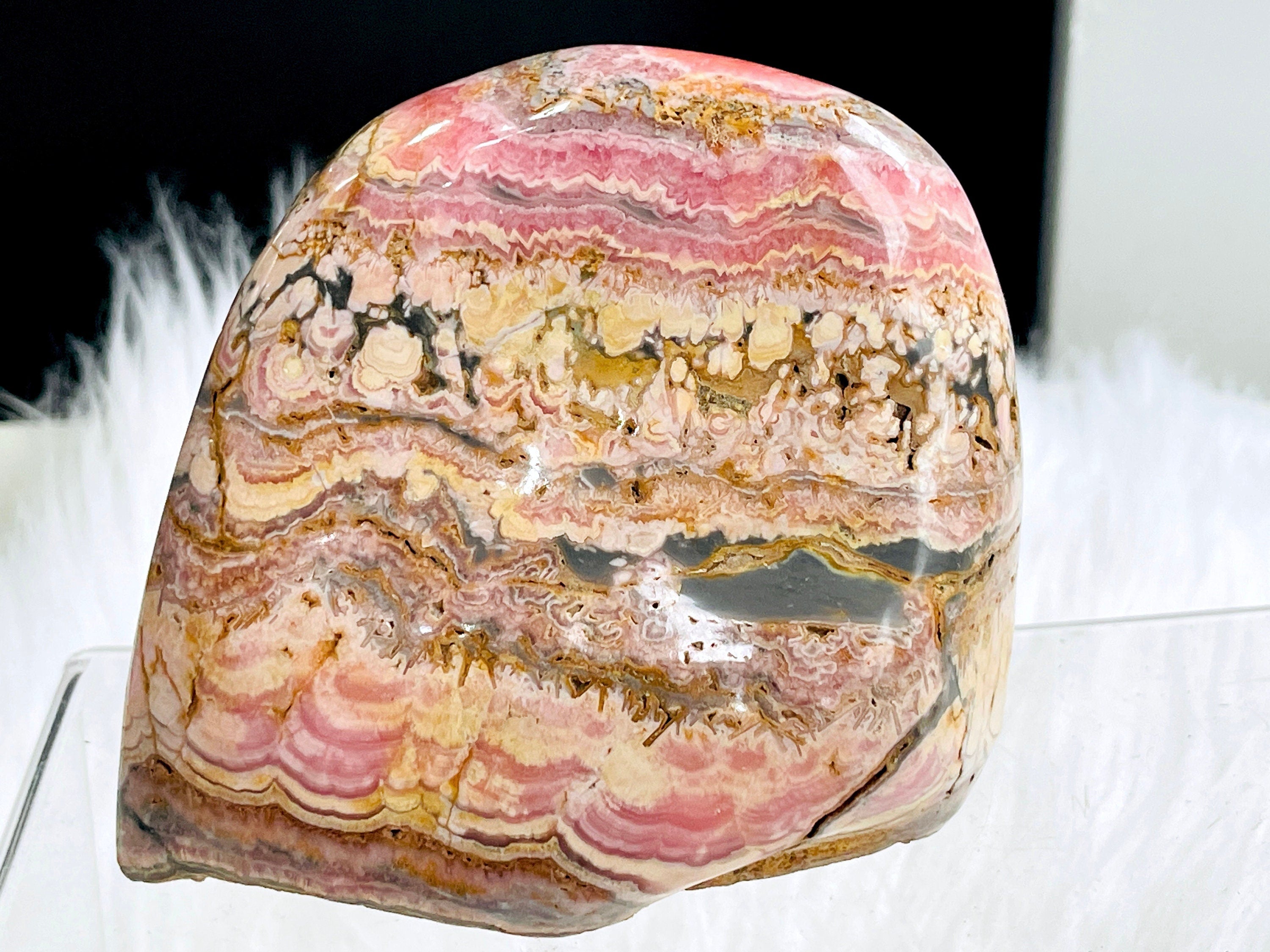 Rare 1.9kg AAA Rhodochrosite Freeform – Semi-Polished Pink Crystal, Capillitas Mine, Argentina