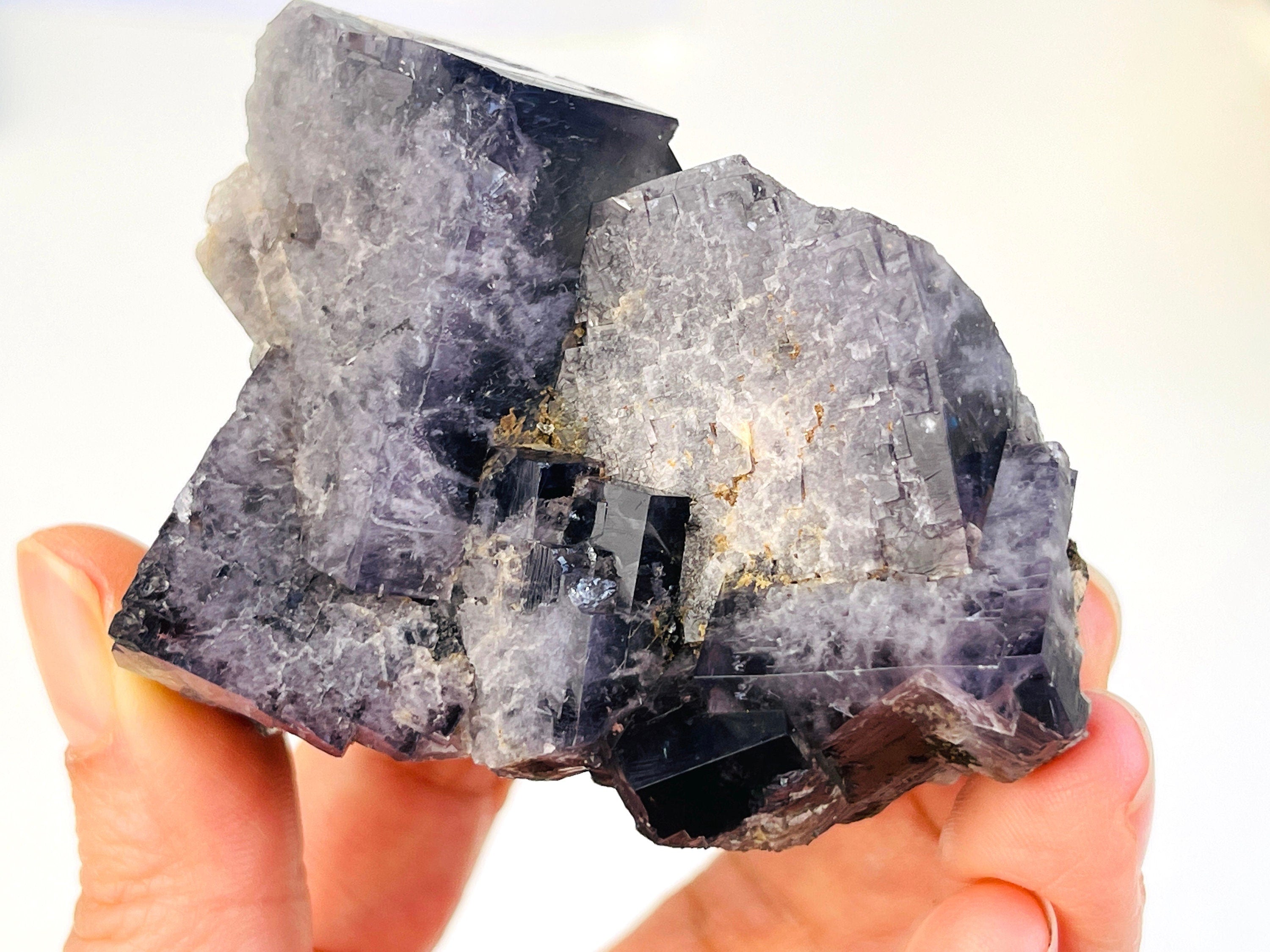 New Find Purple Fluorite Crystal from the Lady Annabella Mine, Weardale, Fluorescent Fluorite Specimen,Raw Fluorite, Mineral Specimen- P5