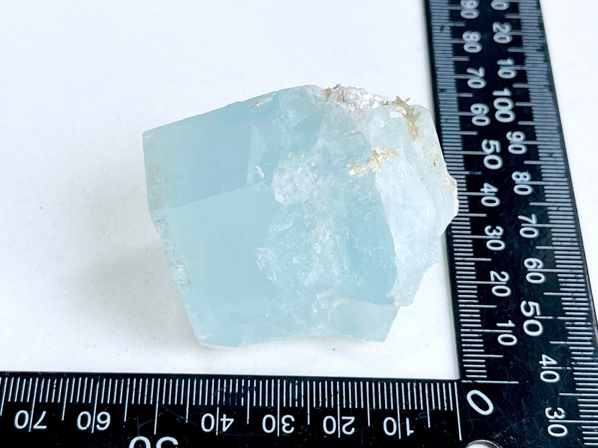 100g Natural Aquamarine Beryl Specimen with Muscovite – Gem-Quality Raw Crystal from Skardu, Pakistan - Million Years Crystal