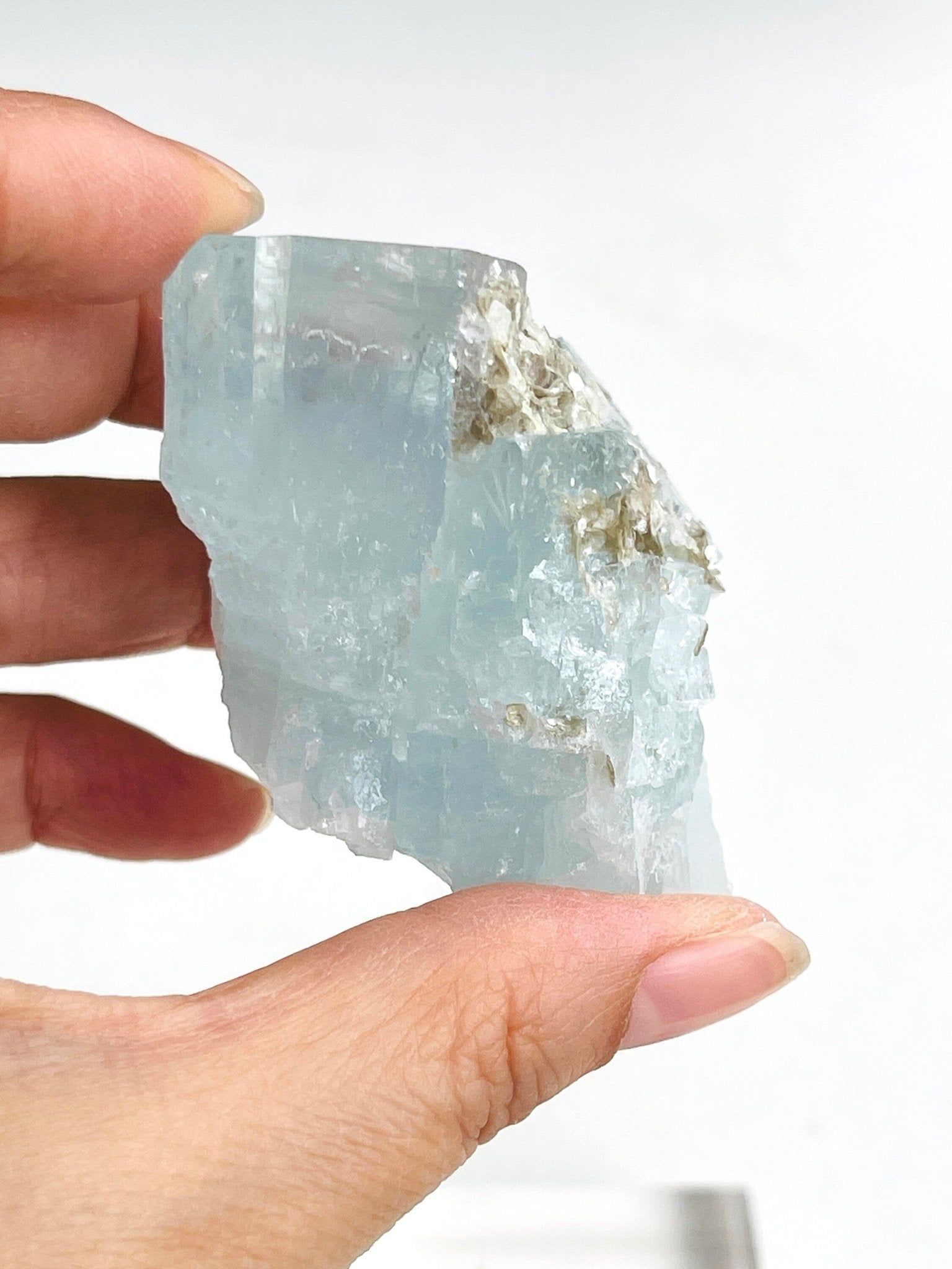 103g Natural Blue Aquamarine Beryl Specimen with Muscovite – Rare Raw Crystal from Skardu, Pakistan - Million Years Crystal