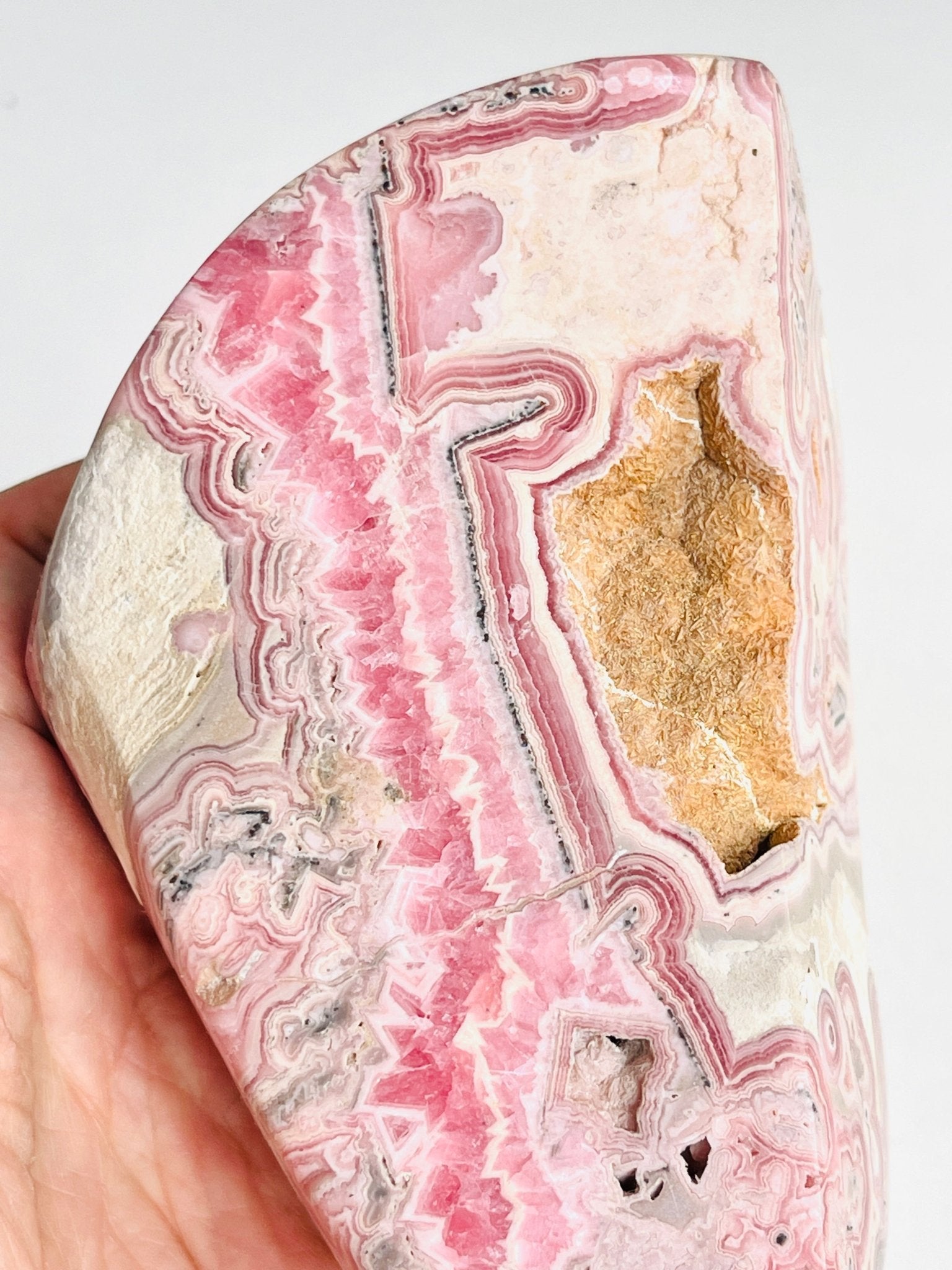 1044g AAA Rhodochrosite Freeform – Collector’s Specimen from Argentina Natural Pink Rhodochrosite | Rare Crystal Statement Piece | Semi-Polished | High-End Mineral Display - Million Years Crystal