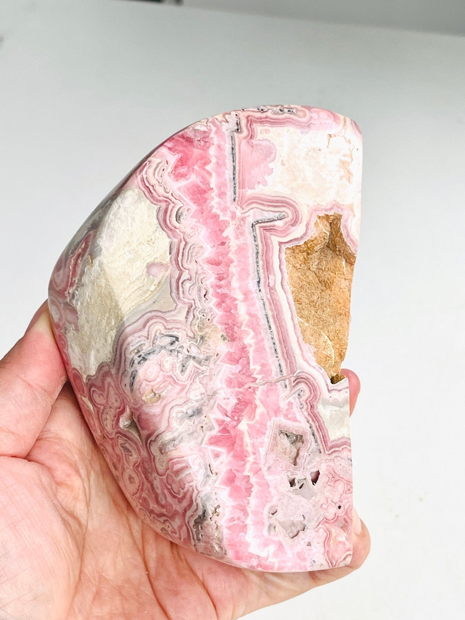 1044g AAA Rhodochrosite Freeform – Collector’s Specimen from Argentina Natural Pink Rhodochrosite | Rare Crystal Statement Piece | Semi-Polished | High-End Mineral Display - Million Years Crystal