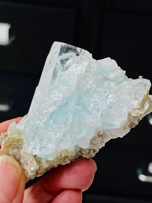 113g Natural Aquamarine Beryl Specimen with Muscovite – Raw Crystal from Skardu, Pakistan - Million Years Crystal