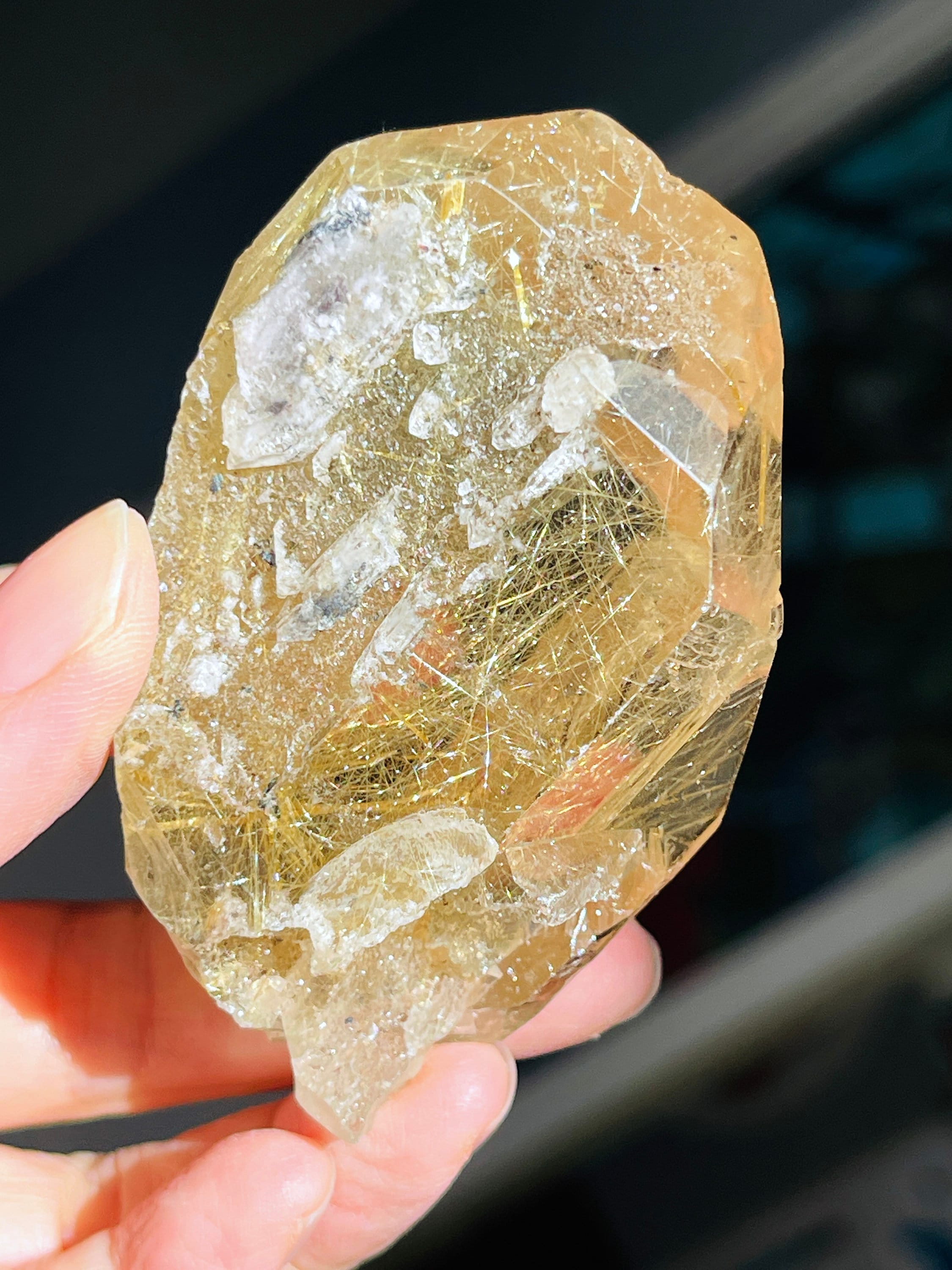 Natural Rutile Quartz , Golden Rutile Quartz with high clarity, Semi Polished Natural High Grade Rutile Quartz, Crystal Gift, Rare Crystals