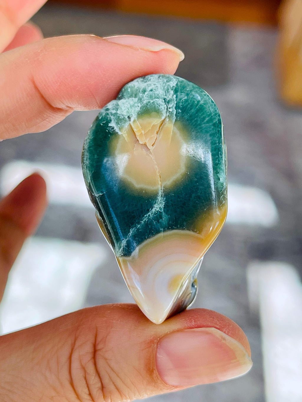 8th Vein Ocean Jasper – Very Rare Old Stock V8 Ocean Jasper, Collectible Orbicular Jasper, Unique Polished Stone, Healing Crystal -4