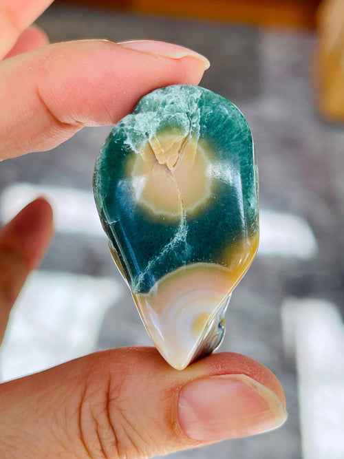 8th Vein Ocean Jasper – Very Rare Old Stock V8 Ocean Jasper, Collectible Orbicular Jasper, Unique Polished Stone, Healing Crystal -4