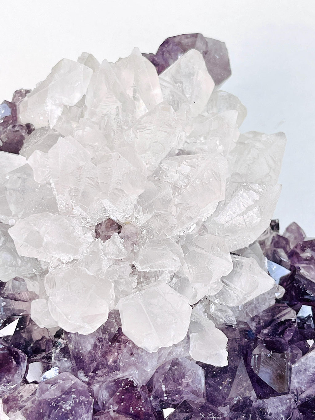 Exquisite Amethyst with Calcite Mineral Specimen, Special Calcite & Amethyst Specimen, Calcite Specimen, Amethyst Mineral Specimen