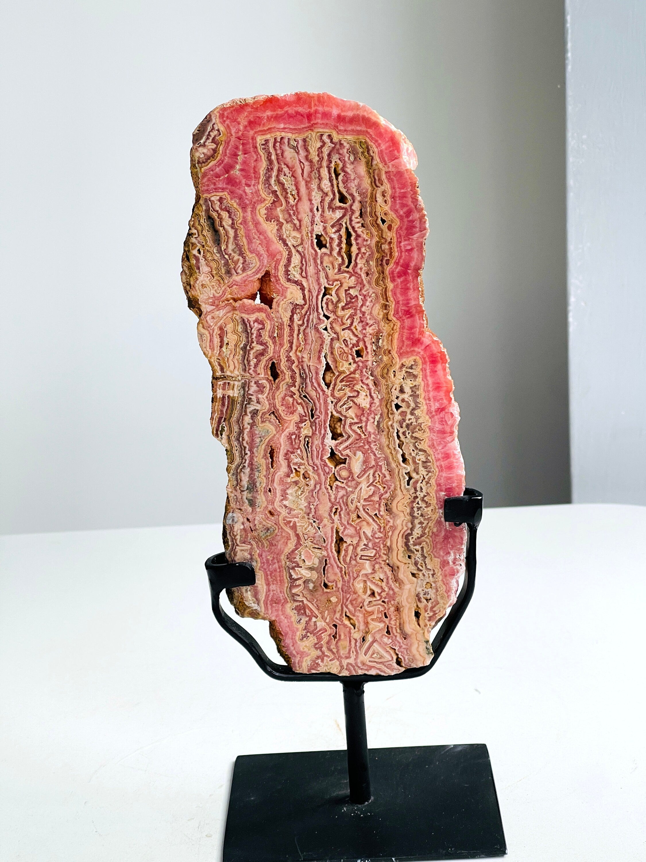 769g Rhodochrosite Slab, Unique Argentina Pink Rhodochrosite Crystal, Natural Mineral for Collection, Healing Stone, Gift for Crystal Lovers