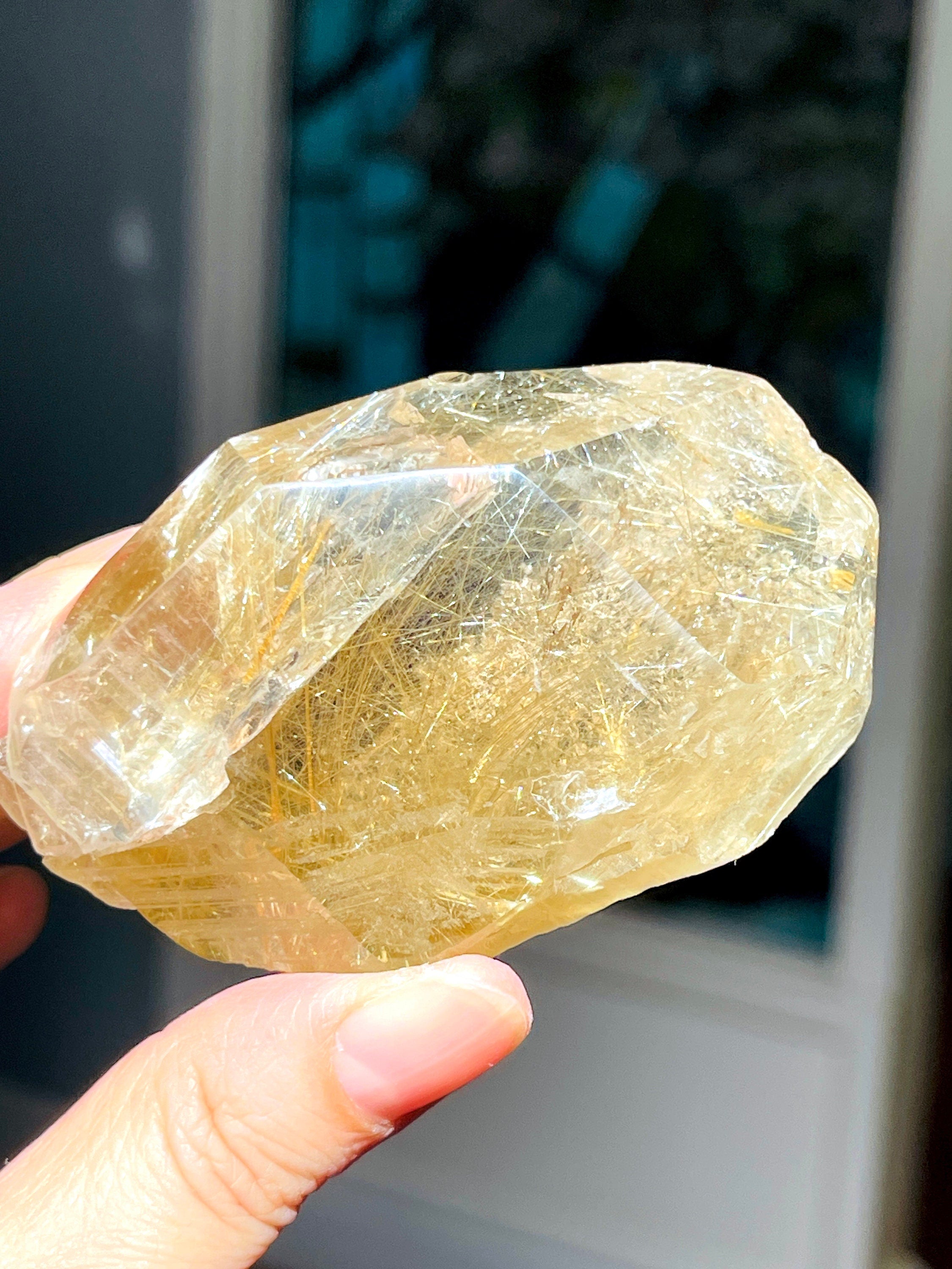 Natural Rutile Quartz , Golden Rutile Quartz with high clarity, Semi Polished Natural High Grade Rutile Quartz, Crystal Gift, Rare Crystals