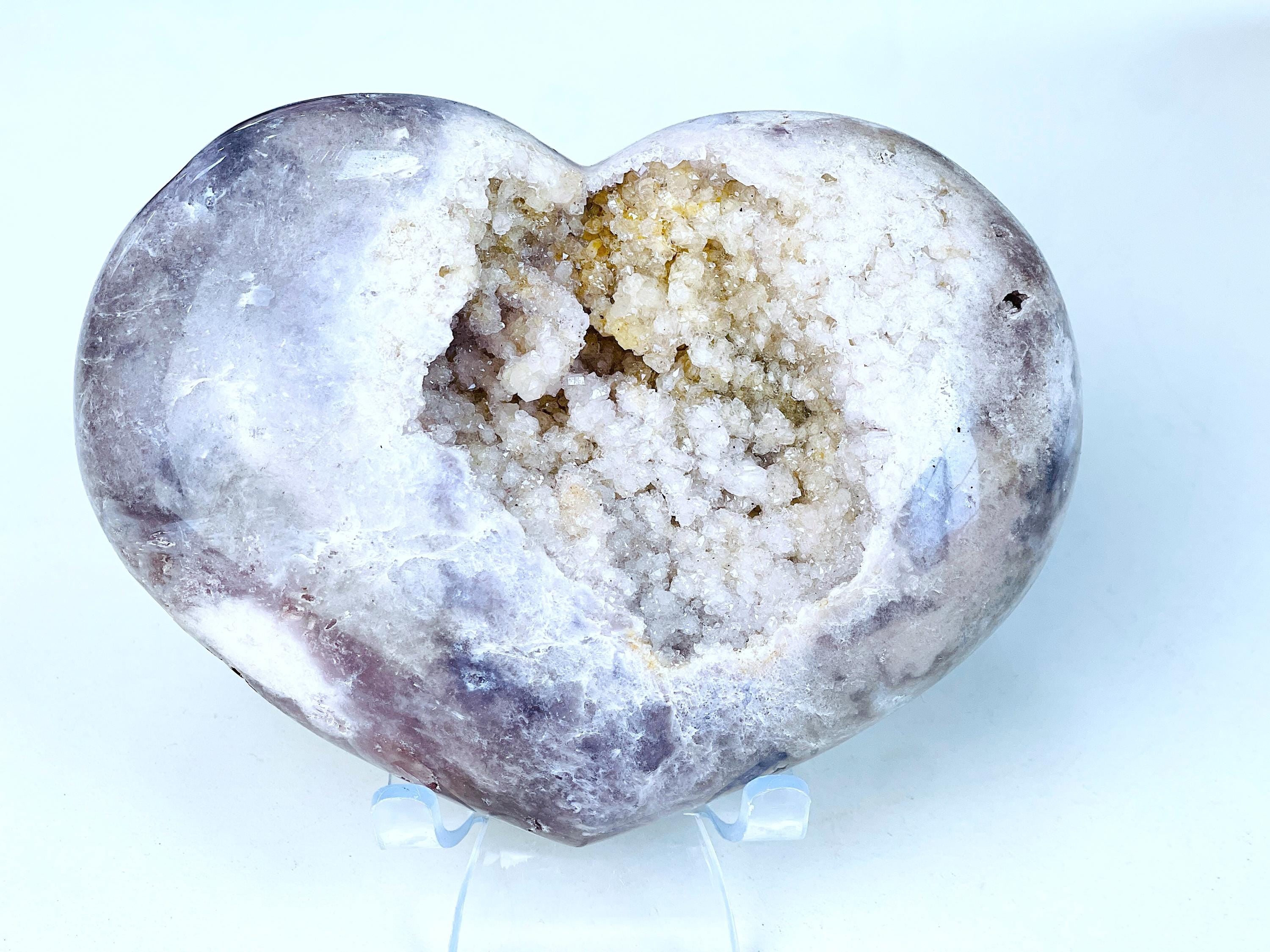 Pink Amethyst, Unique Pink Amethyst Heart with Druzy, Crystal Heart, Crystal Gift, Healing Crystal