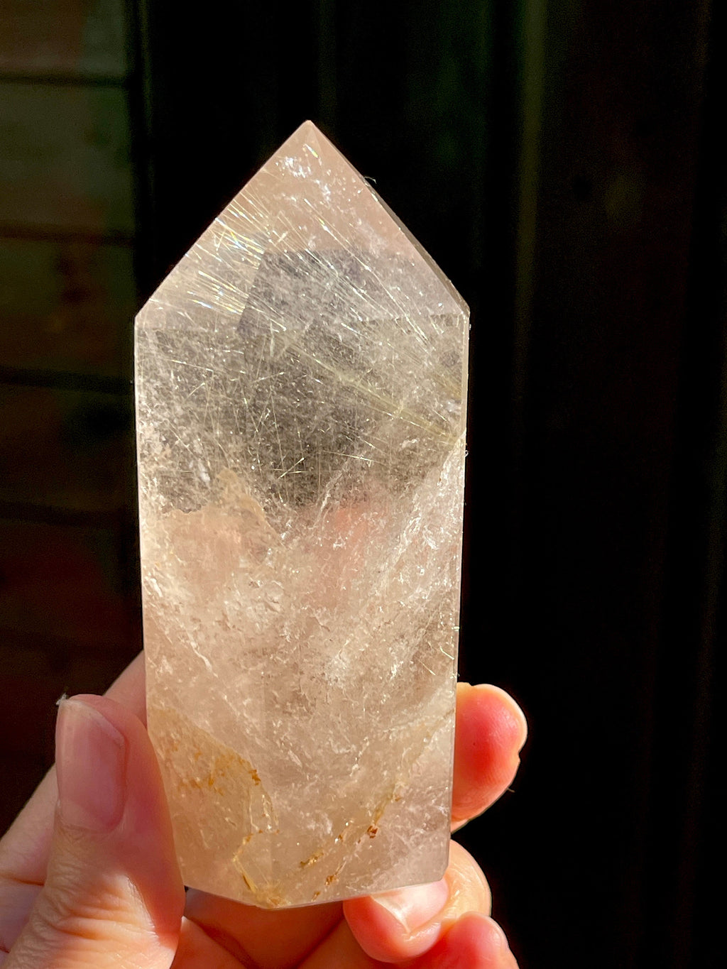 95mm Natural Rutile Quartz Point, Golden Rutile Rutilated Citrine Crystal Tower,  crystal Gift, Rare Crystals