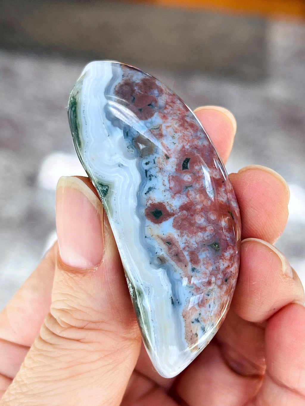 8th Vein Ocean Jasper – Very Rare Old Stock V8 Ocean Jasper, Collectible Orbicular Jasper, Unique Polished Stone, Healing Crystal -5