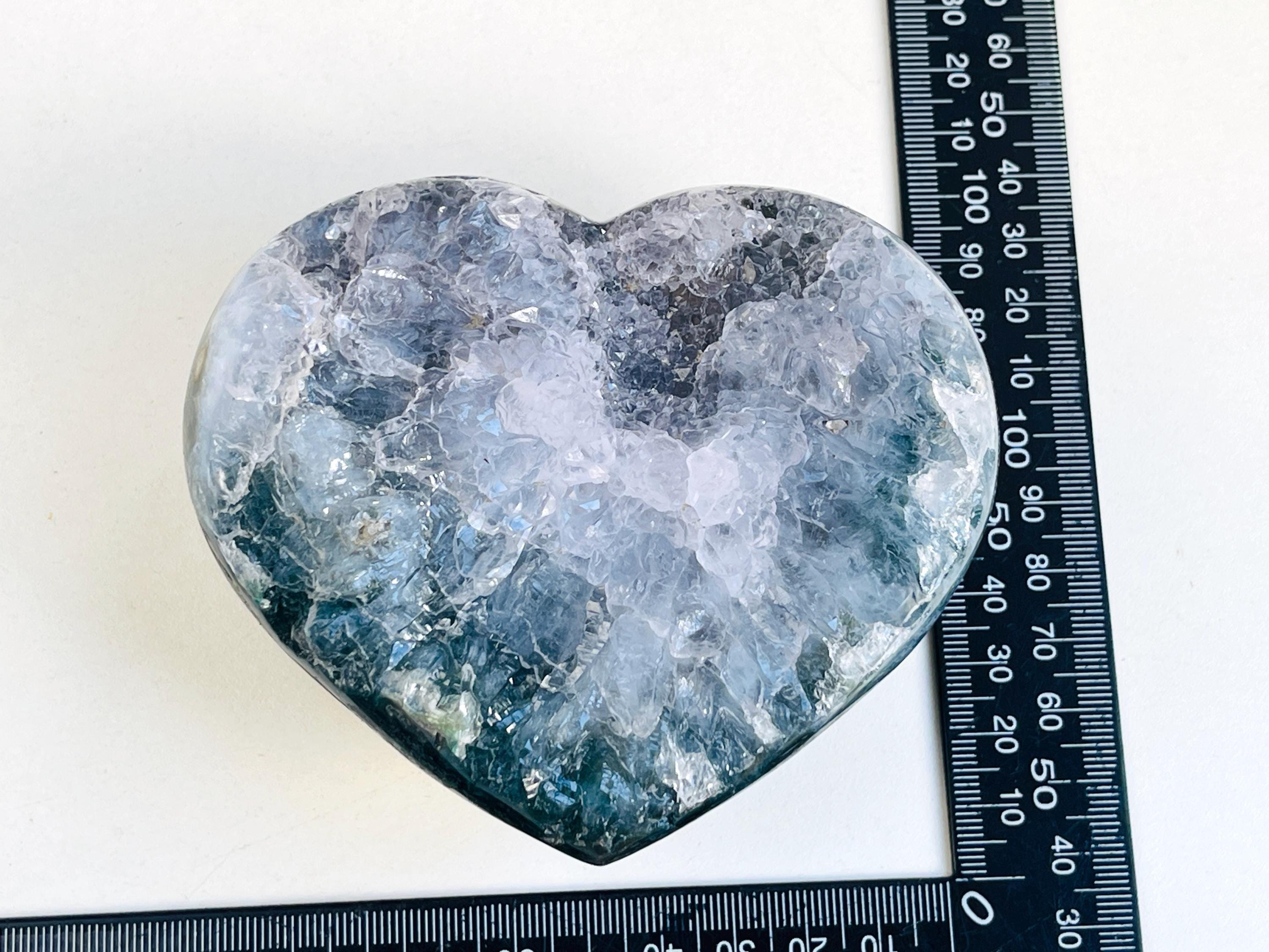 Rare Amethyst Flower Heart, Special Amethyst Flower Polished Crystal Heart, Unique Gift, Crystal Gift