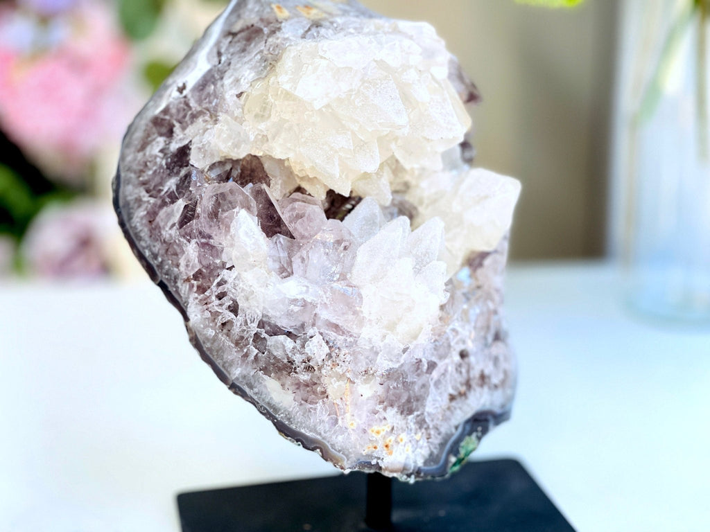 3.6kg Exquisite Amethyst with Calcite Mineral Specimen, Special Calcite & Amethyst Specimen, Calcite Specimen, Amethyst Mineral Specimen - Million Years Crystal