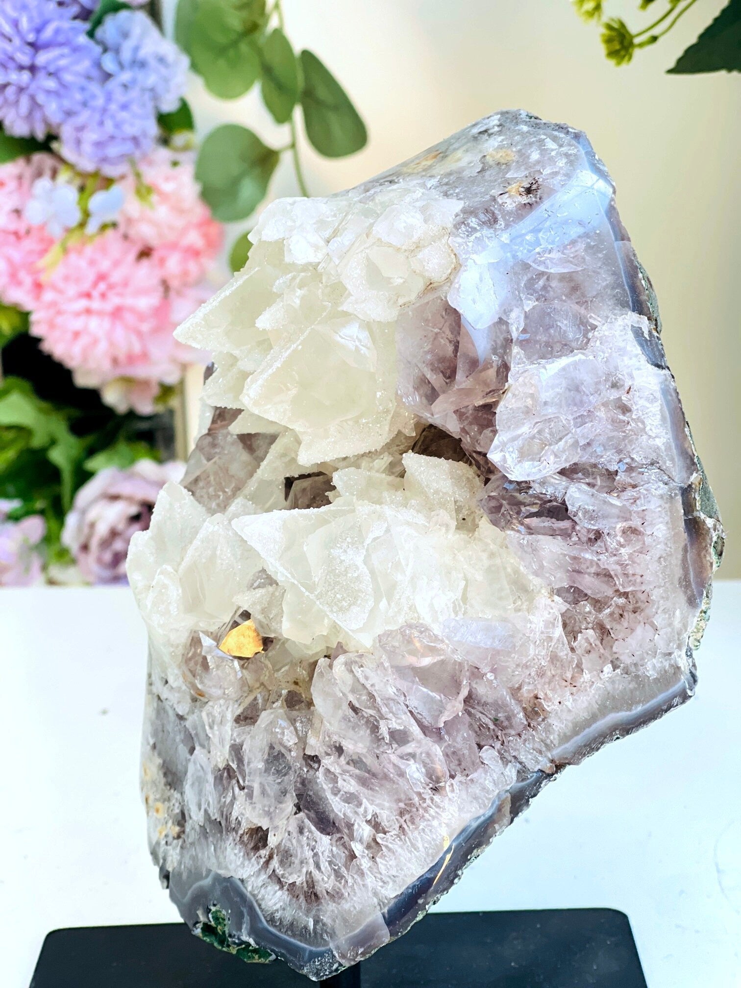 3.6kg Exquisite Amethyst with Calcite Mineral Specimen, Special Calcite & Amethyst Specimen, Calcite Specimen, Amethyst Mineral Specimen - Million Years Crystal