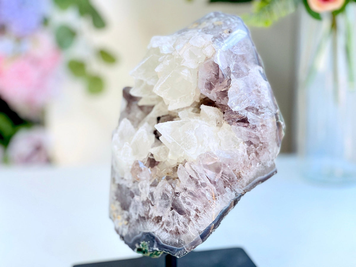 3.6kg Exquisite Amethyst with Calcite Mineral Specimen, Special Calcite & Amethyst Specimen, Calcite Specimen, Amethyst Mineral Specimen - Million Years Crystal