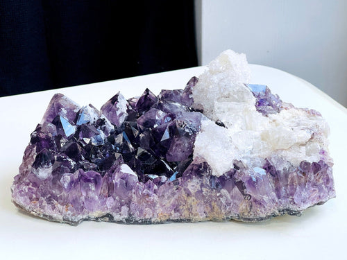 3.7kg Amethyst with Calcite Mineral Specimen– Large Raw Amethyst Cluster, High-Quality Crystal for Collectors & Decor, Natural Healing Stone - Million Years Crystal