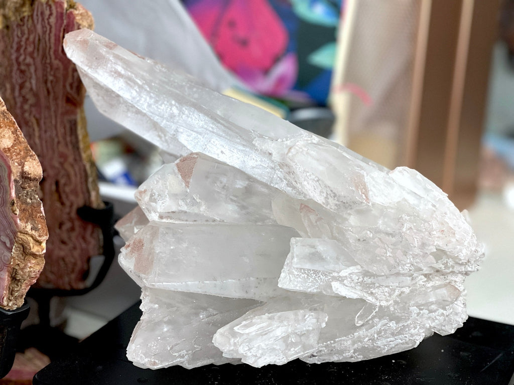 3.7kg Lemurian Quartz, Statement Lemurian Quartz cluster with pink lithium, quartz crystal, Healing Crystals, Crystal Gift - Million Years Crystal